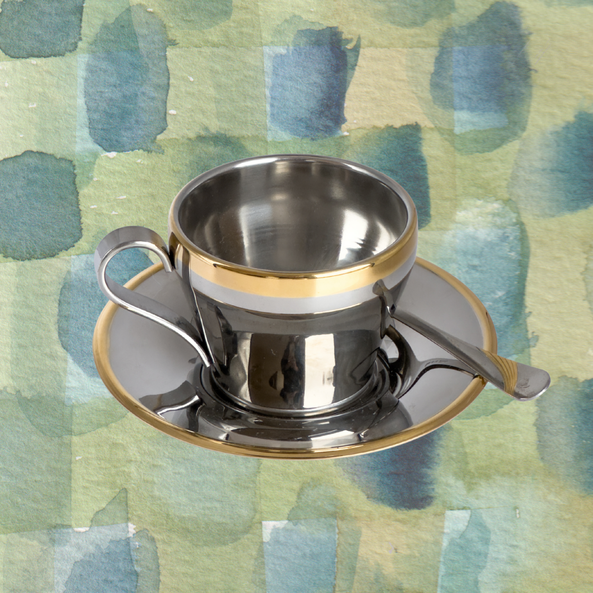 Mixed Metal Cappuccino Set
