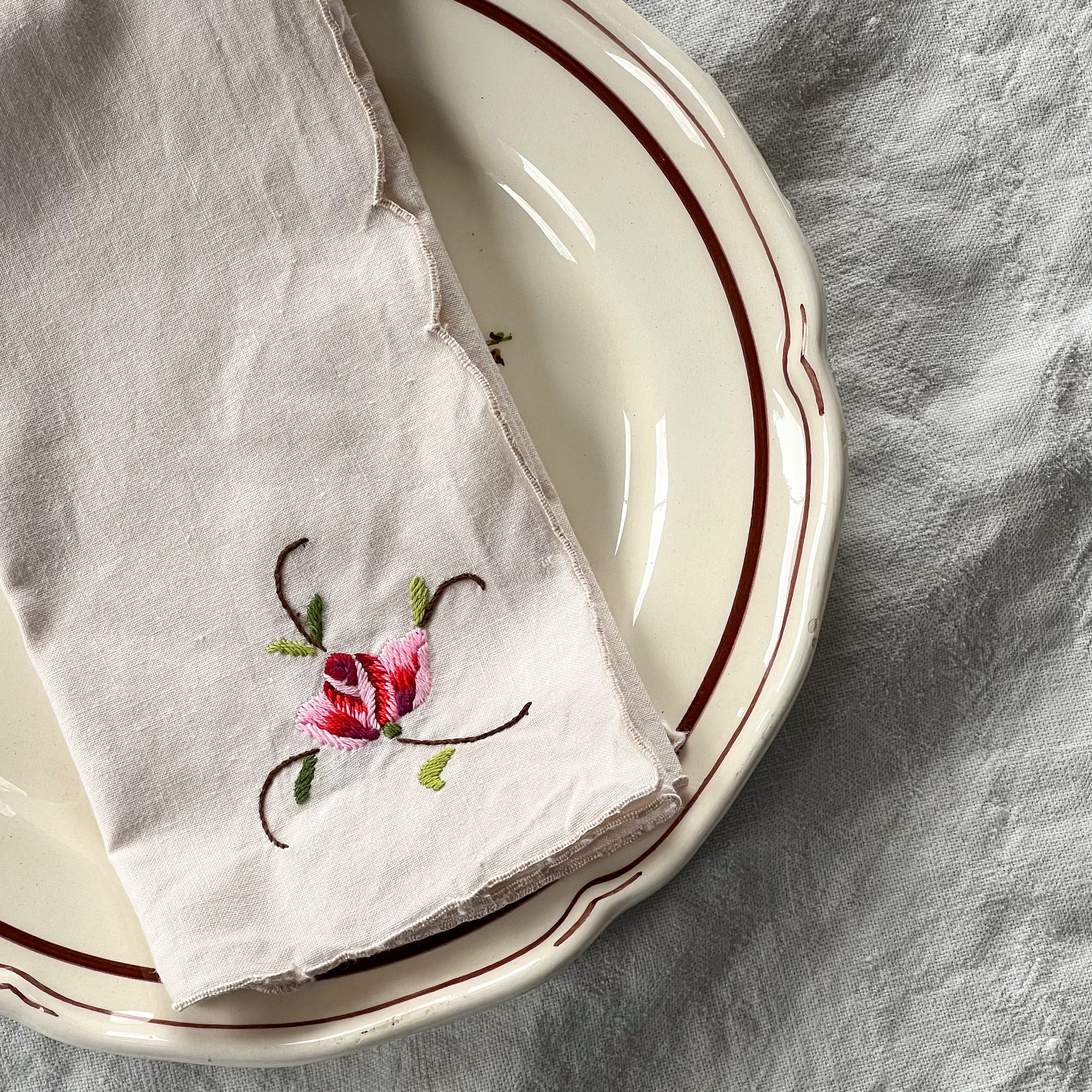 Rose Embroidered Napkins