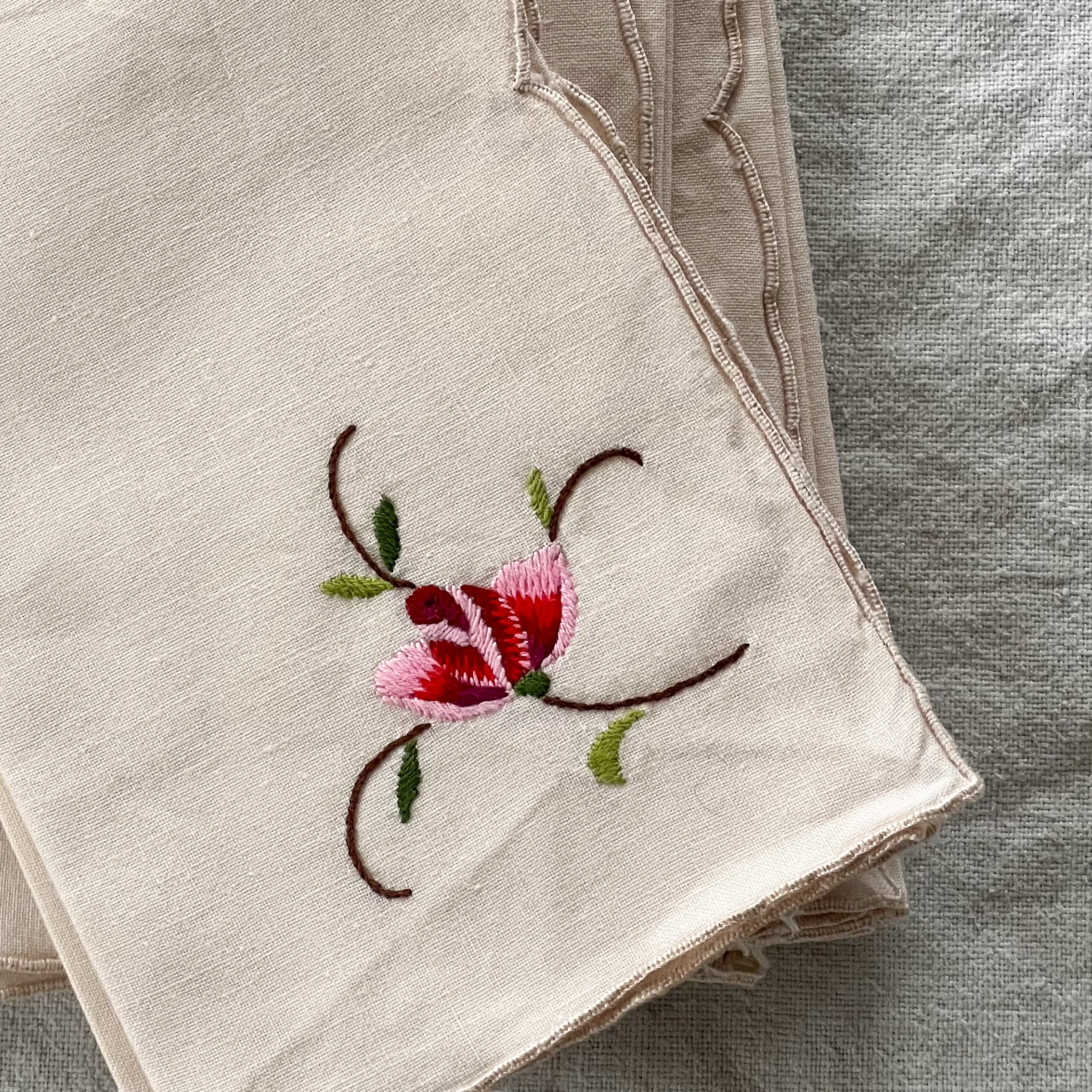 Rose Embroidered Napkins