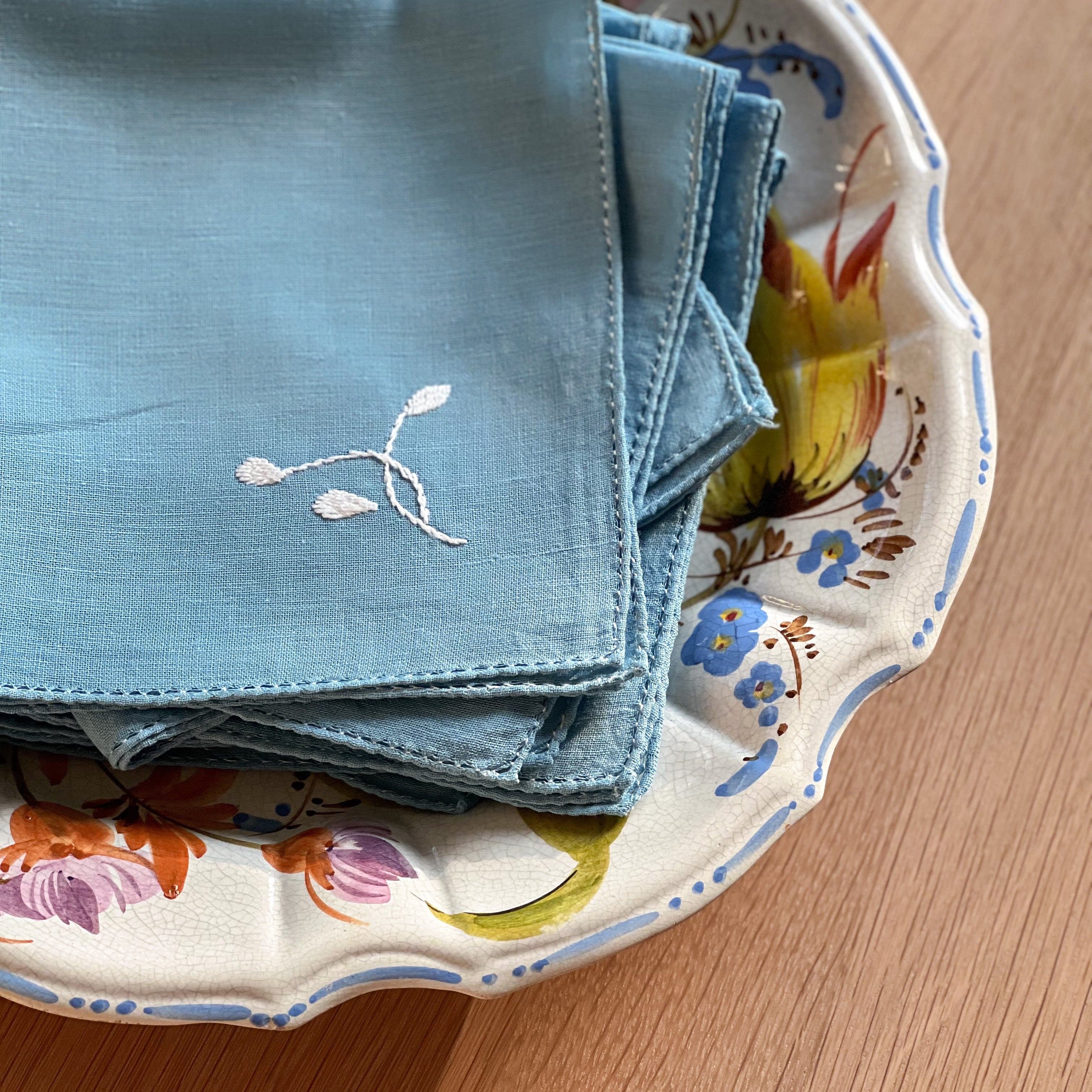 Blue Embroidered Napkins
