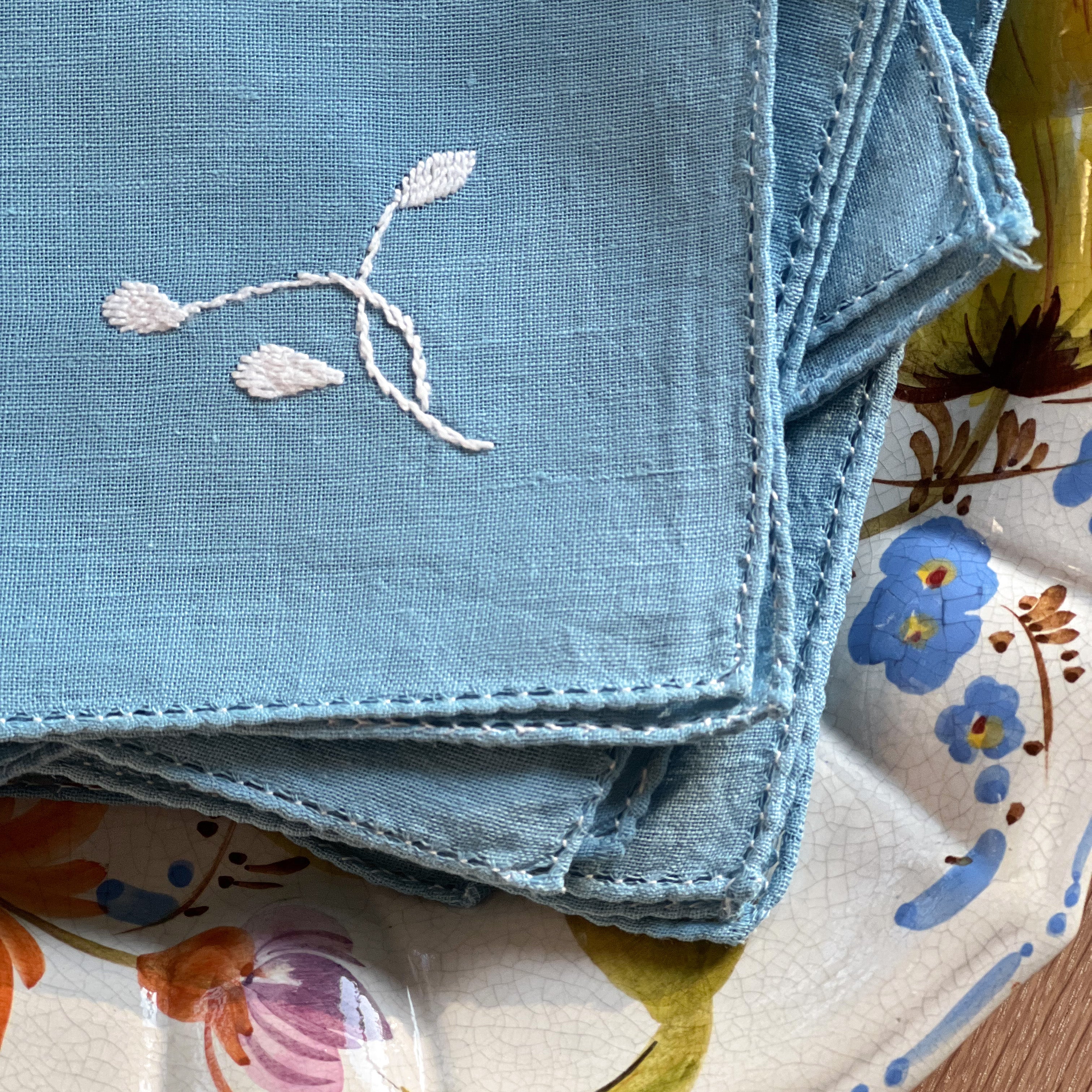 Blue Embroidered Napkins