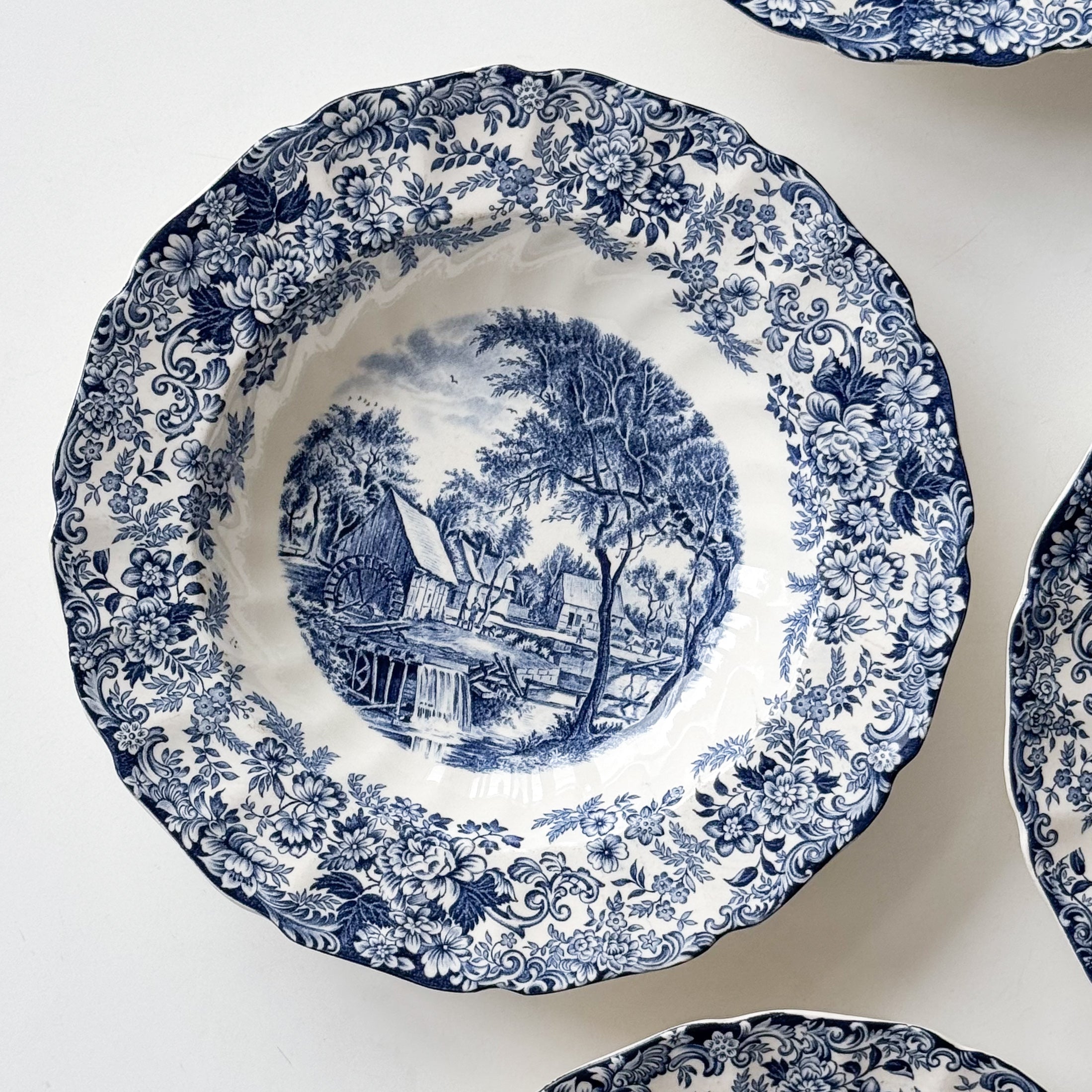 Blue Staffordshire Soup Bowls
