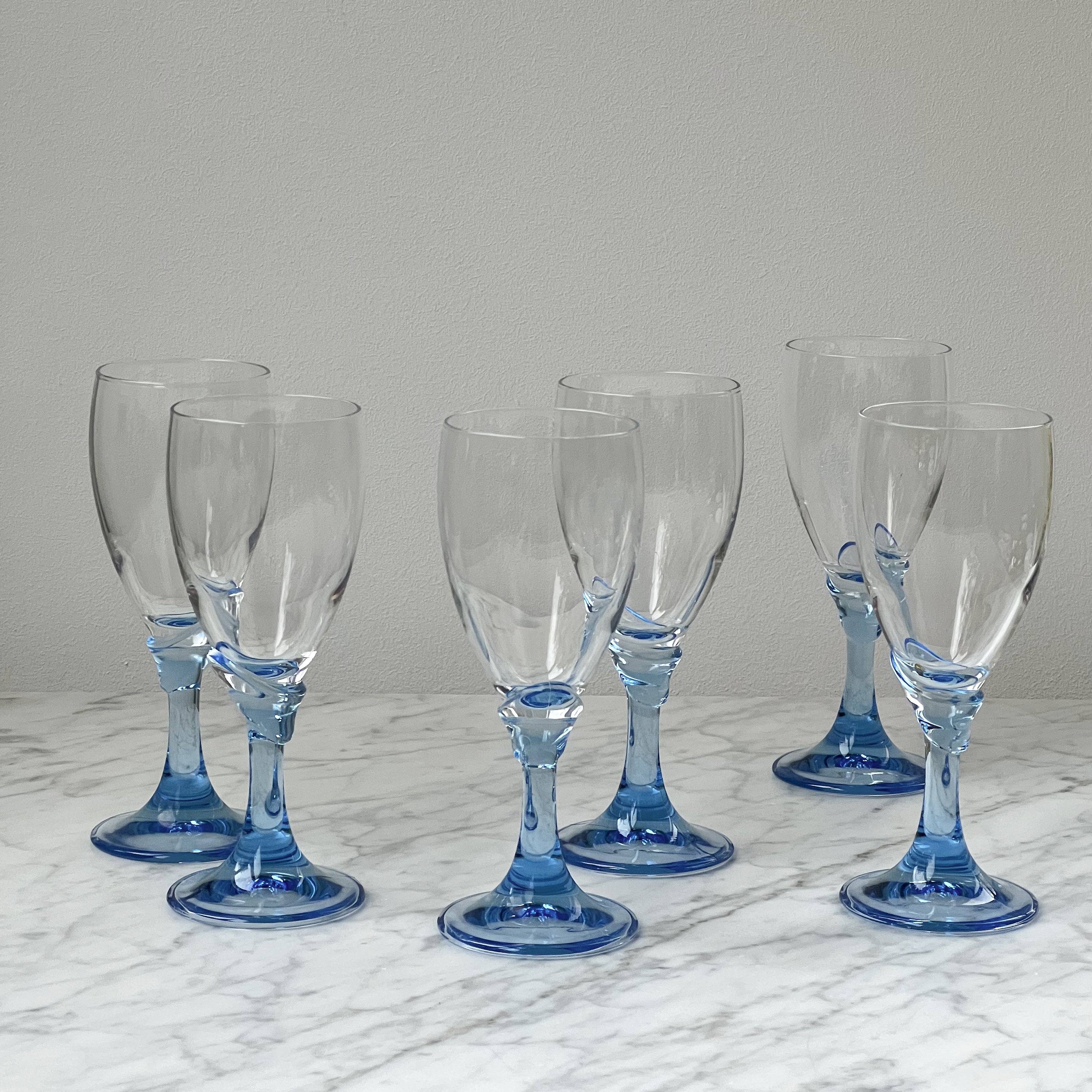 Wavy Blue Stem Wine Glasses