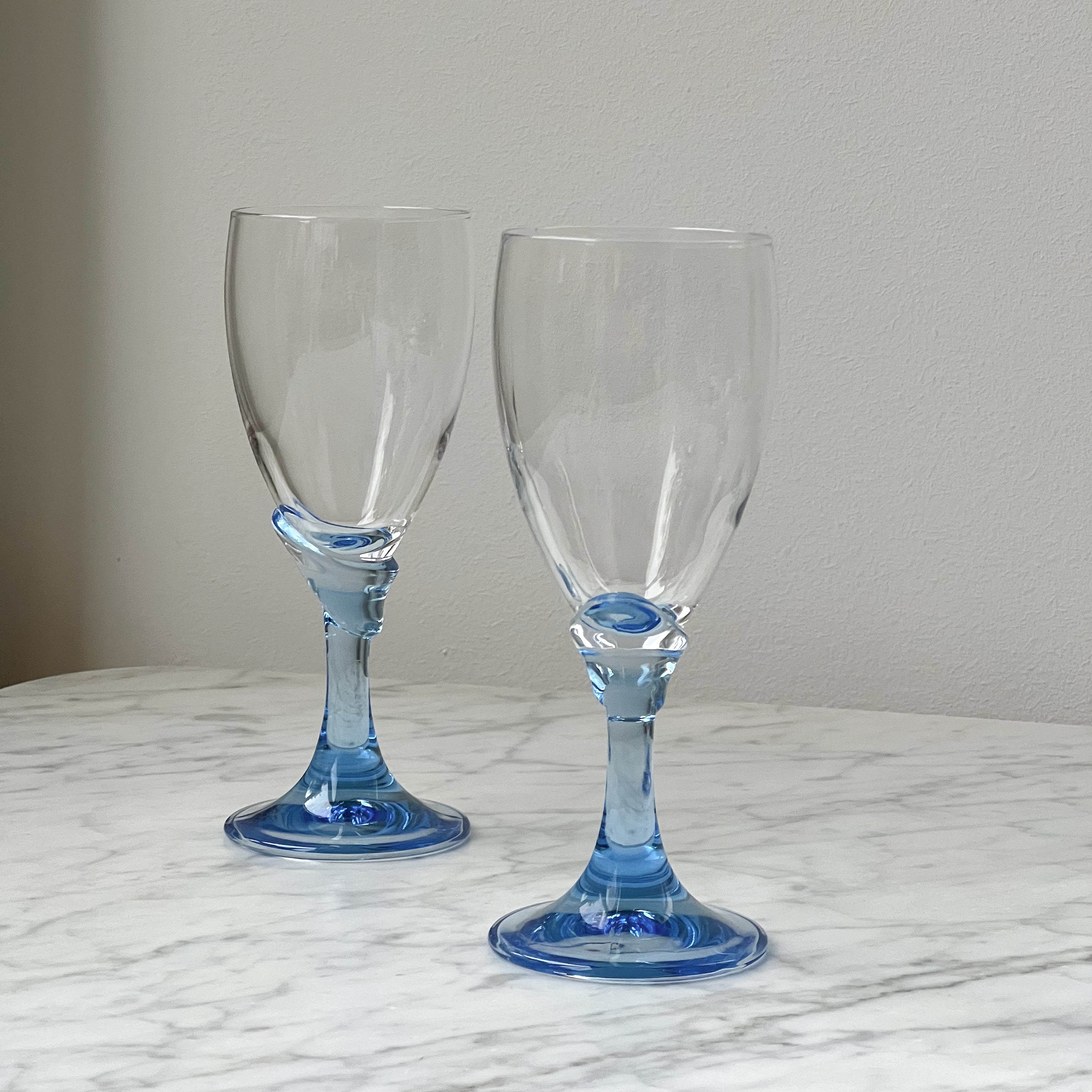 Wavy Blue Stem Wine Glasses
