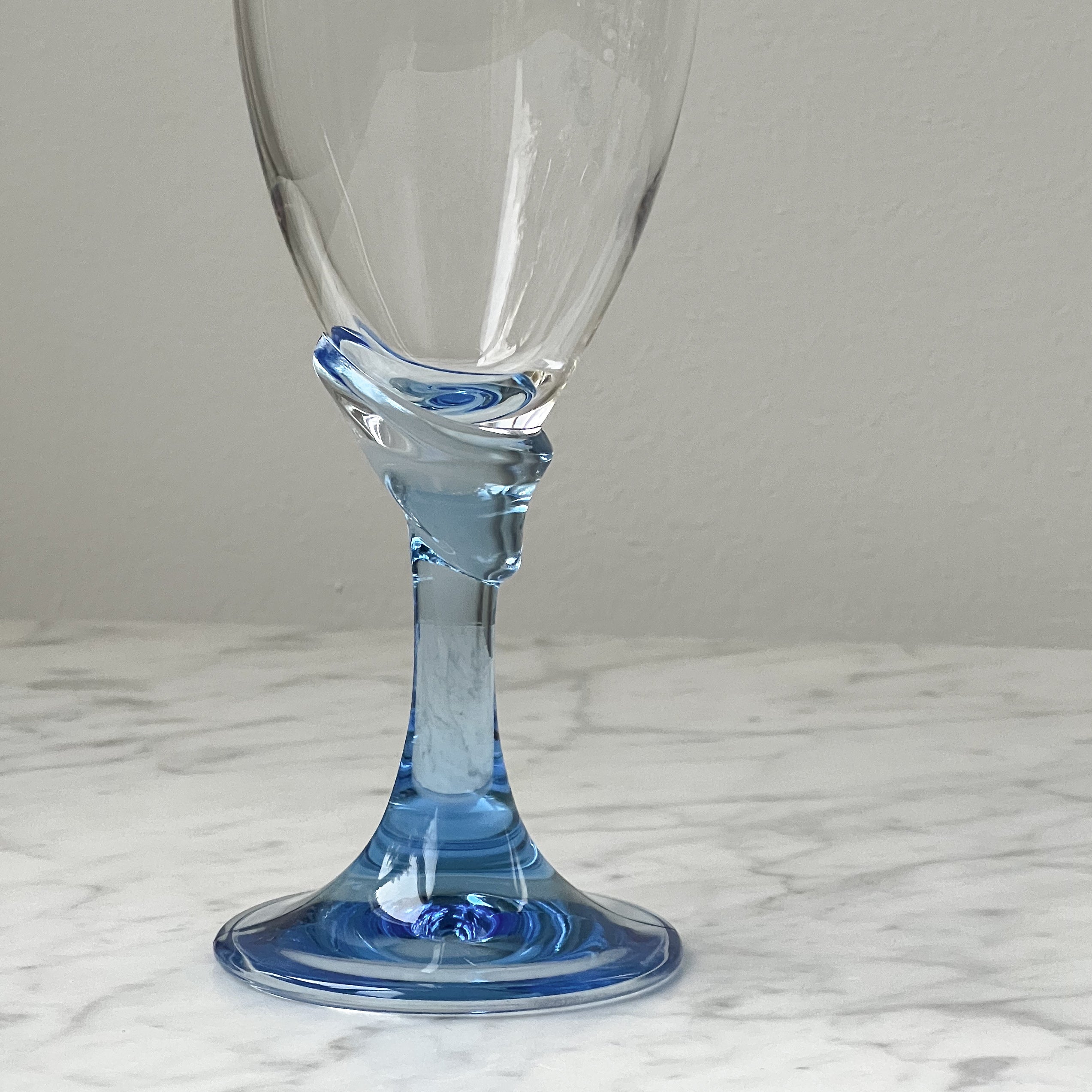 Wavy Blue Stem Wine Glasses