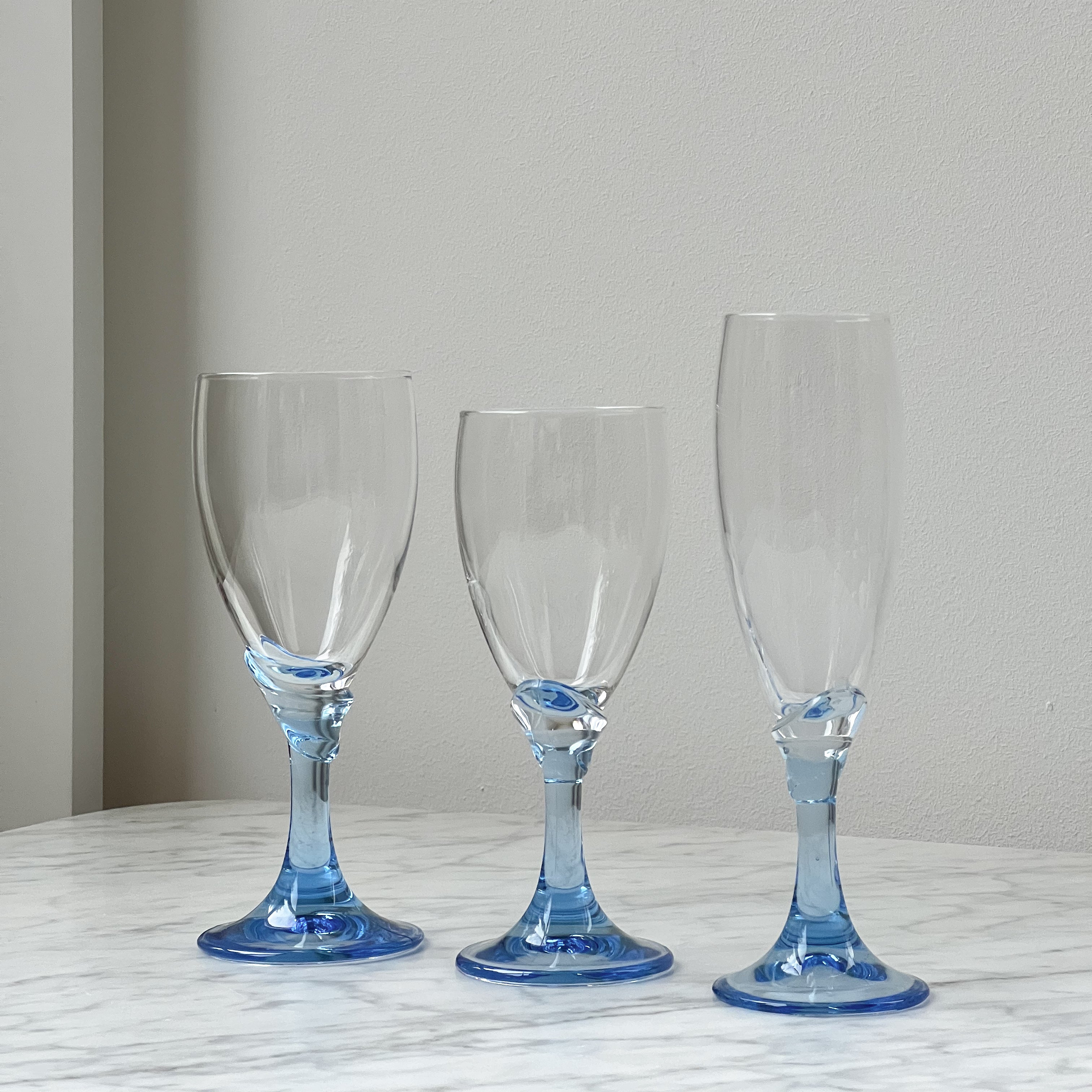 Wavy Blue Stem Champagne Flutes