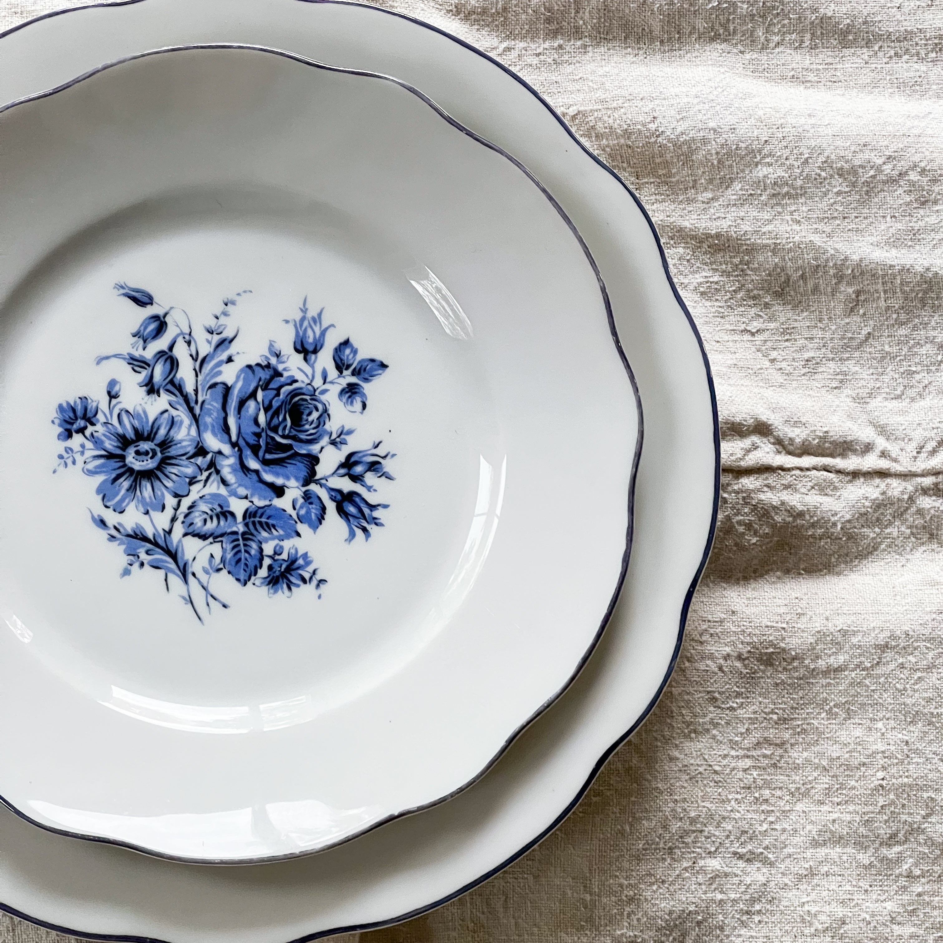 Blue Floral Plate Set