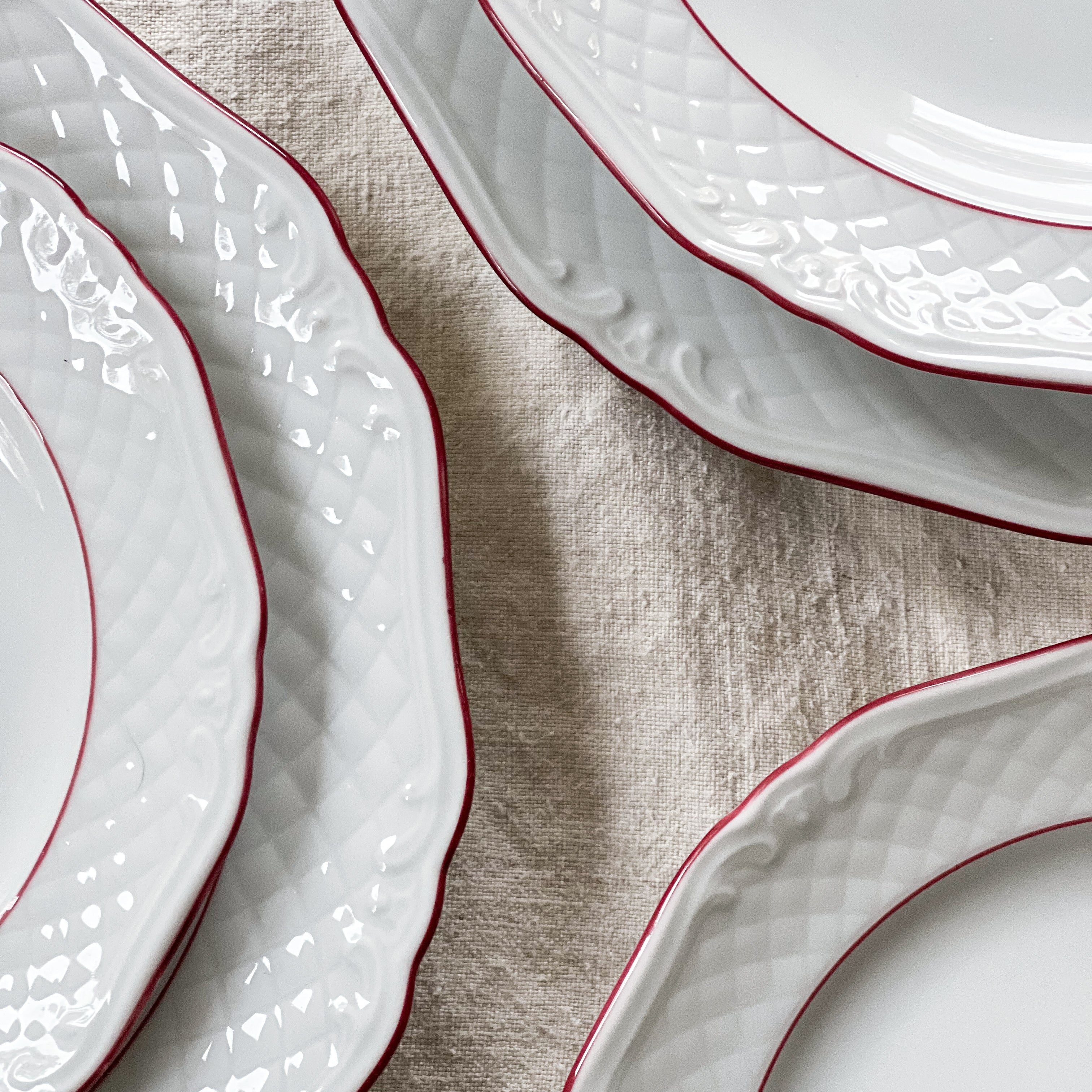 Vintage Red and White Plates
