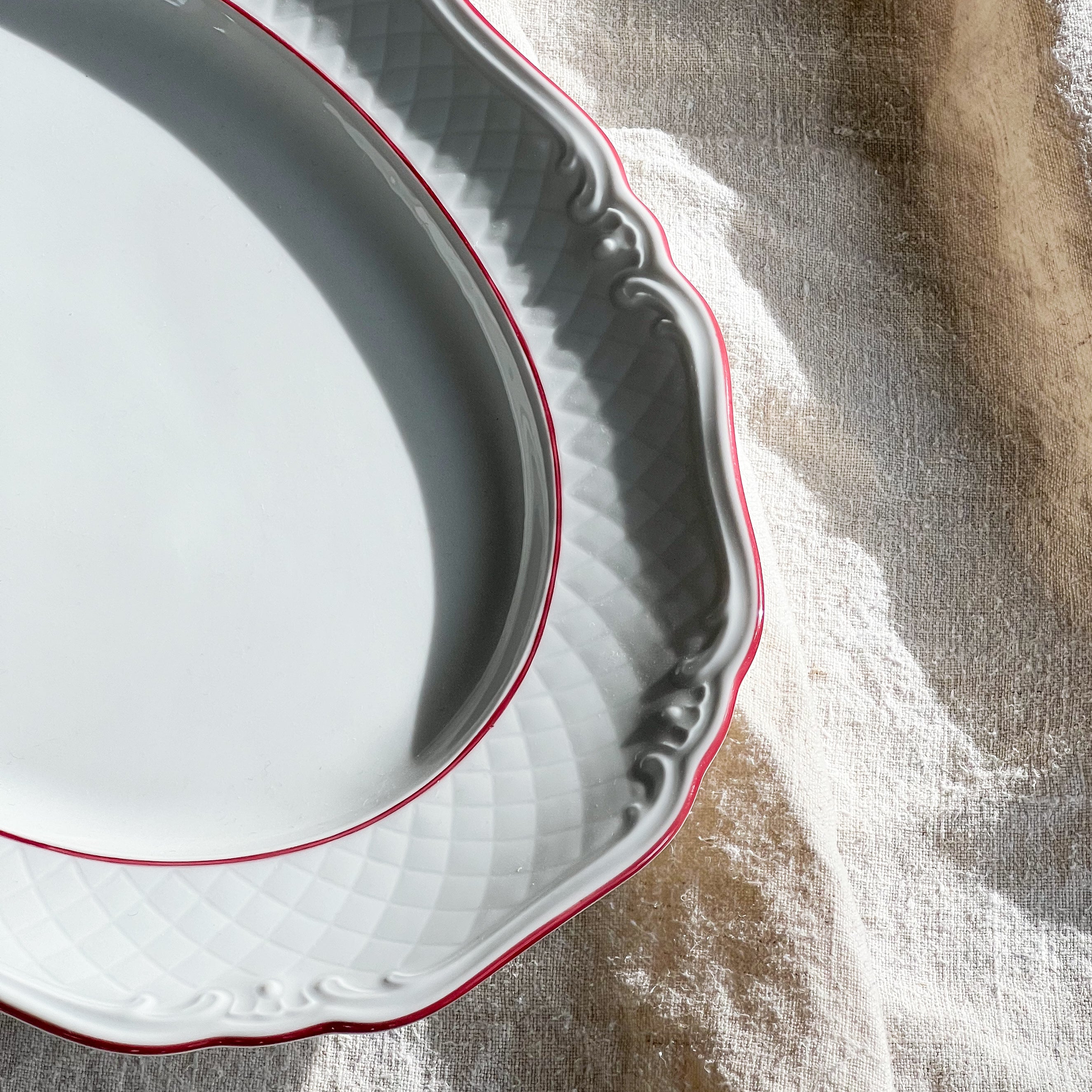 Vintage Red and White Serving Plate