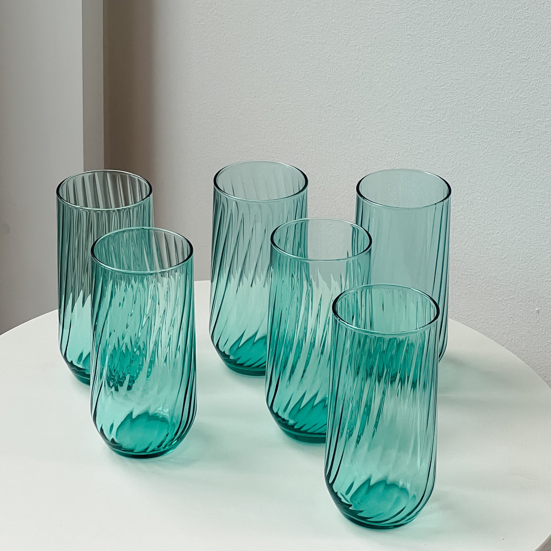 Swirly Teal Water Glasses (6x)