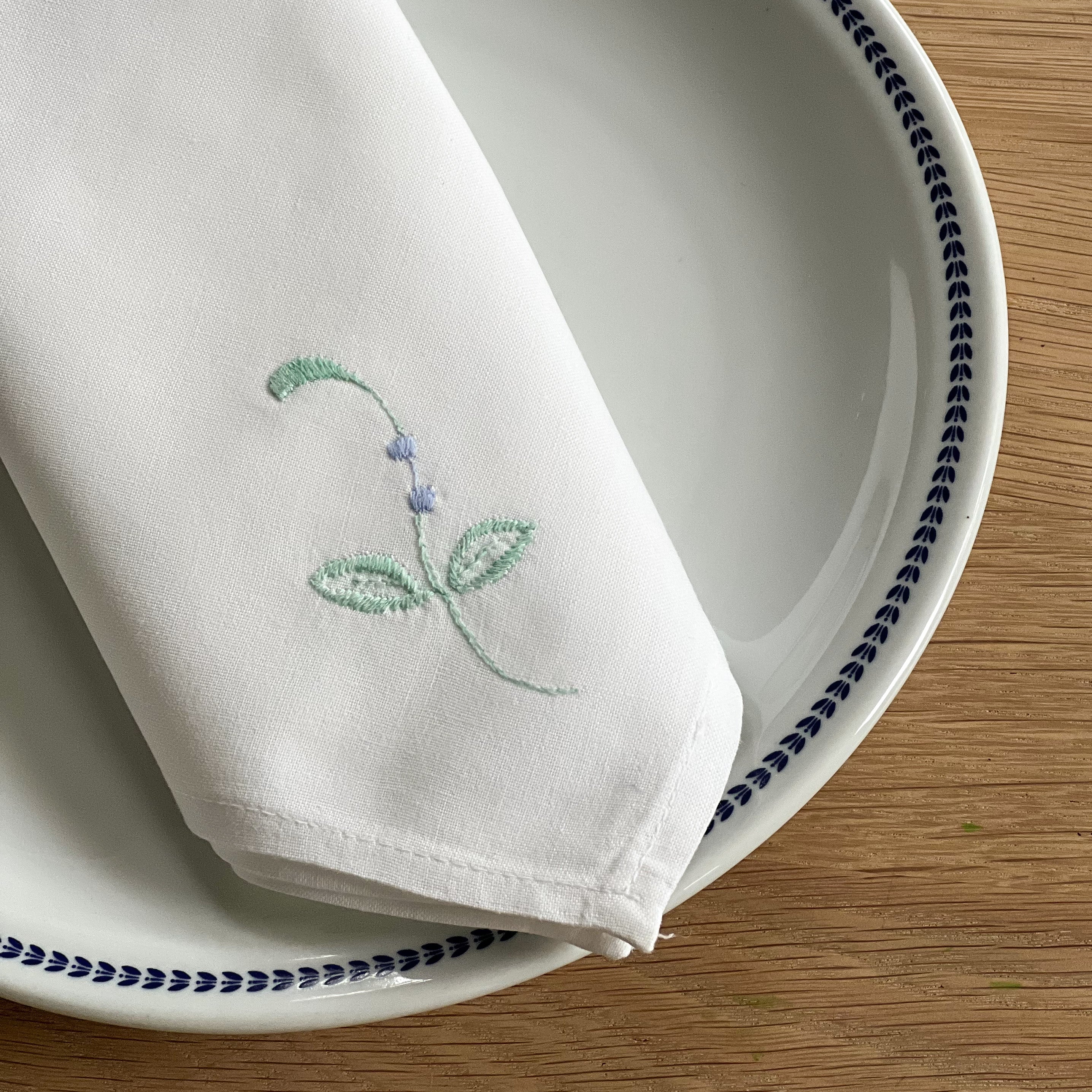 White Embroidered Floral Napkins