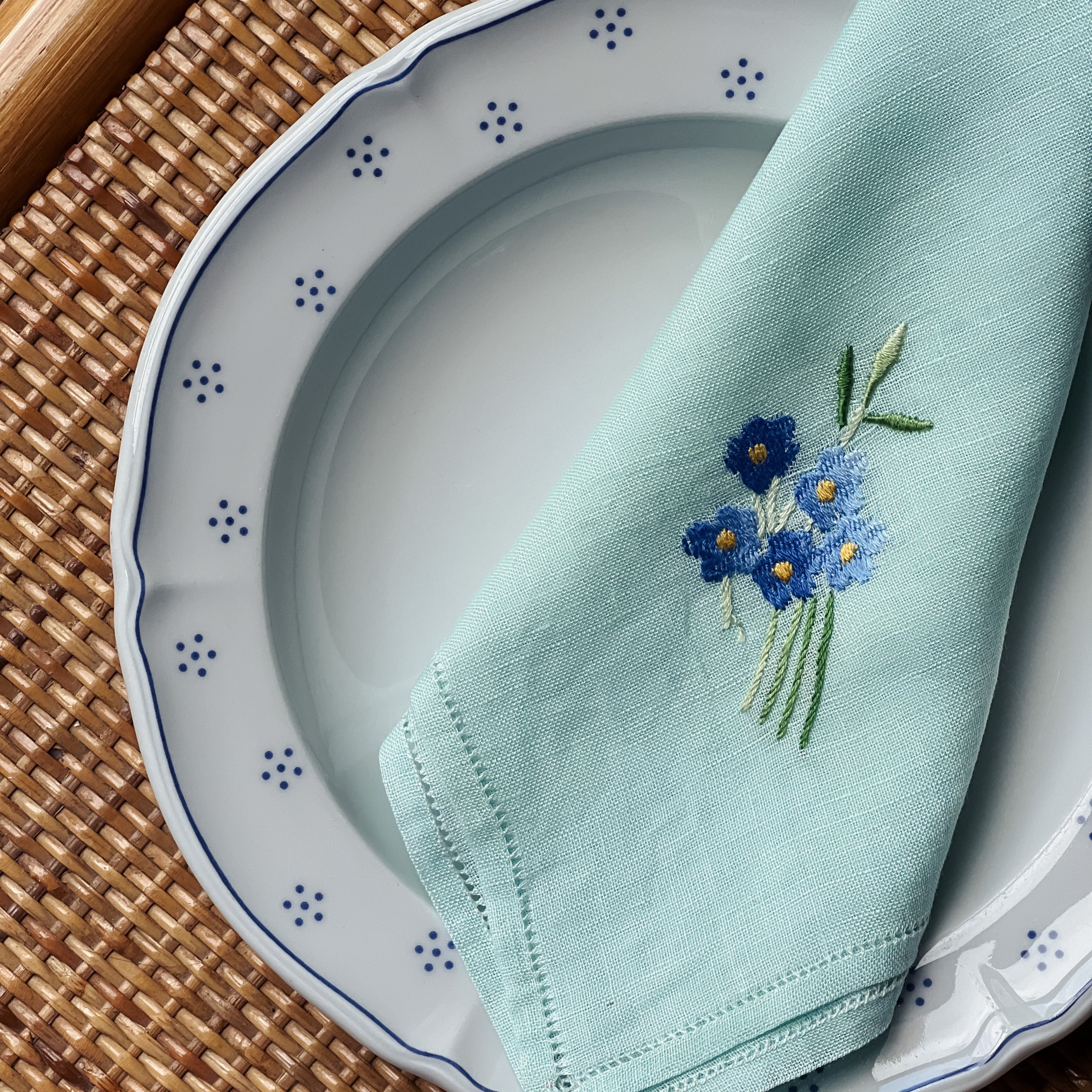 Teal Floral Napkins