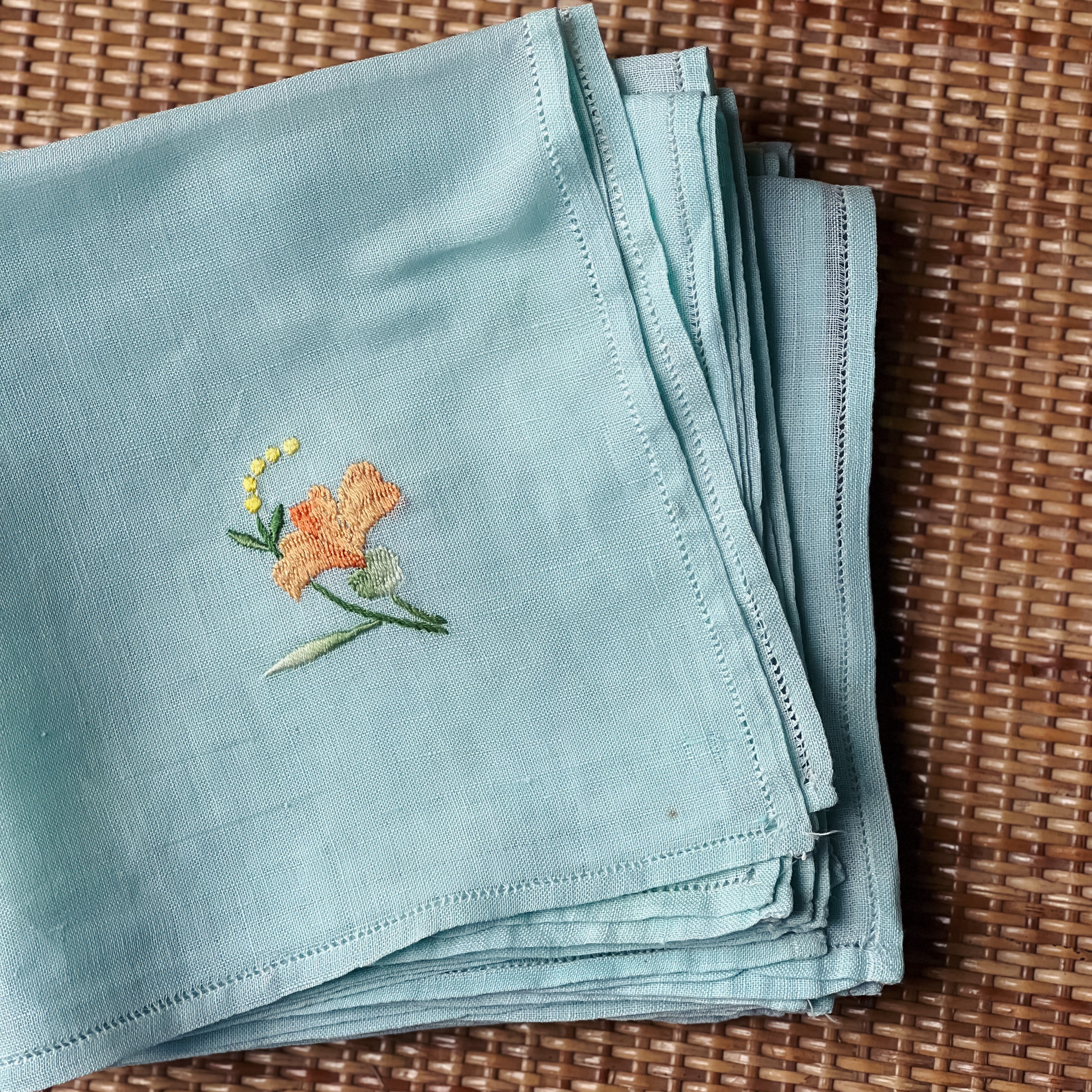 Teal Floral Napkins