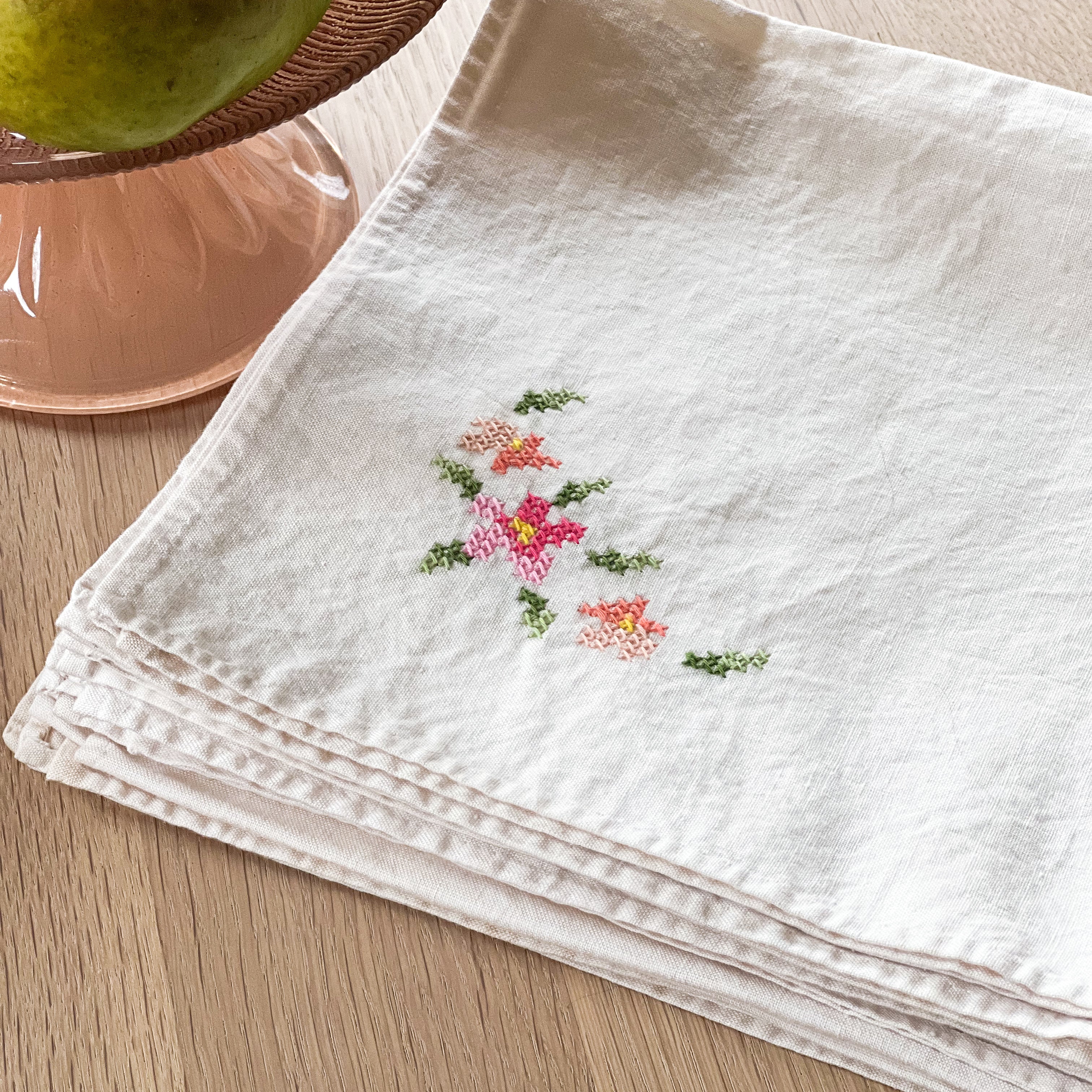Floral Cross Stitch Napkins