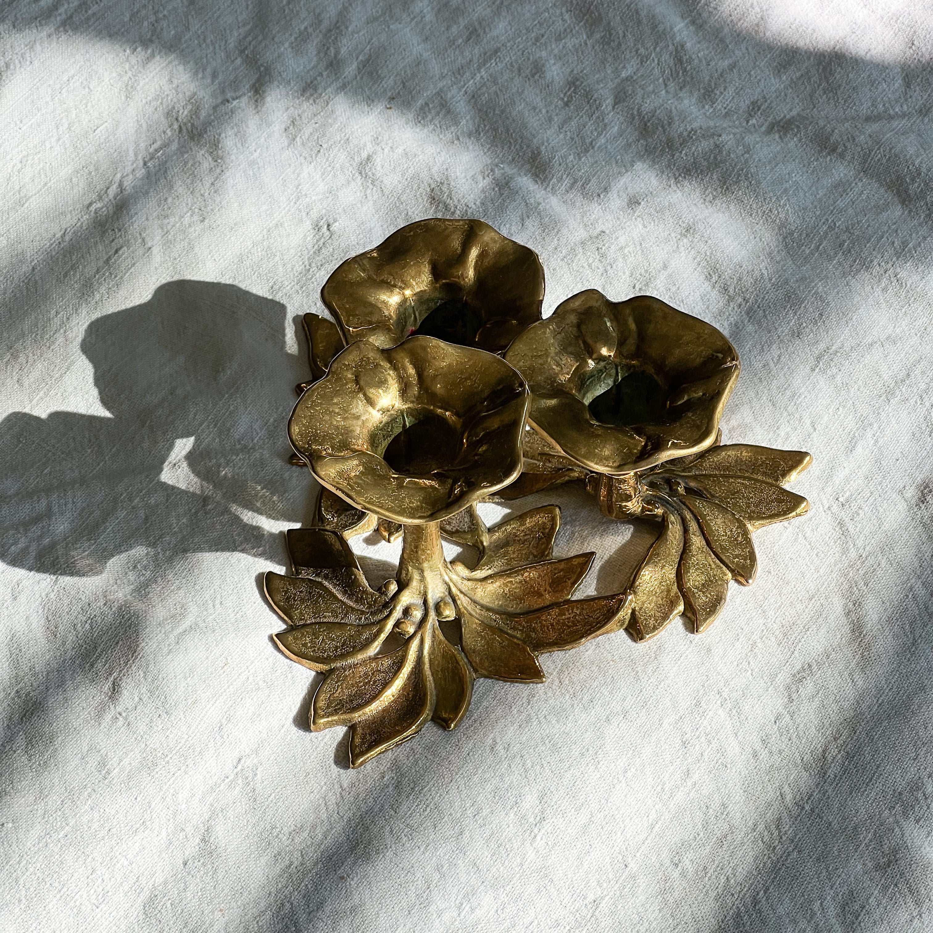 Floral Brass Candlestick