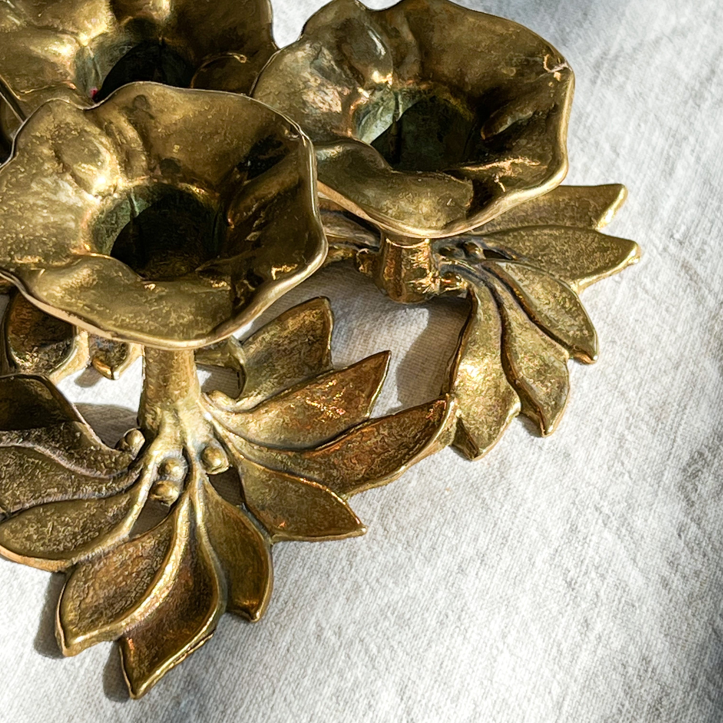 Floral Brass Candlestick