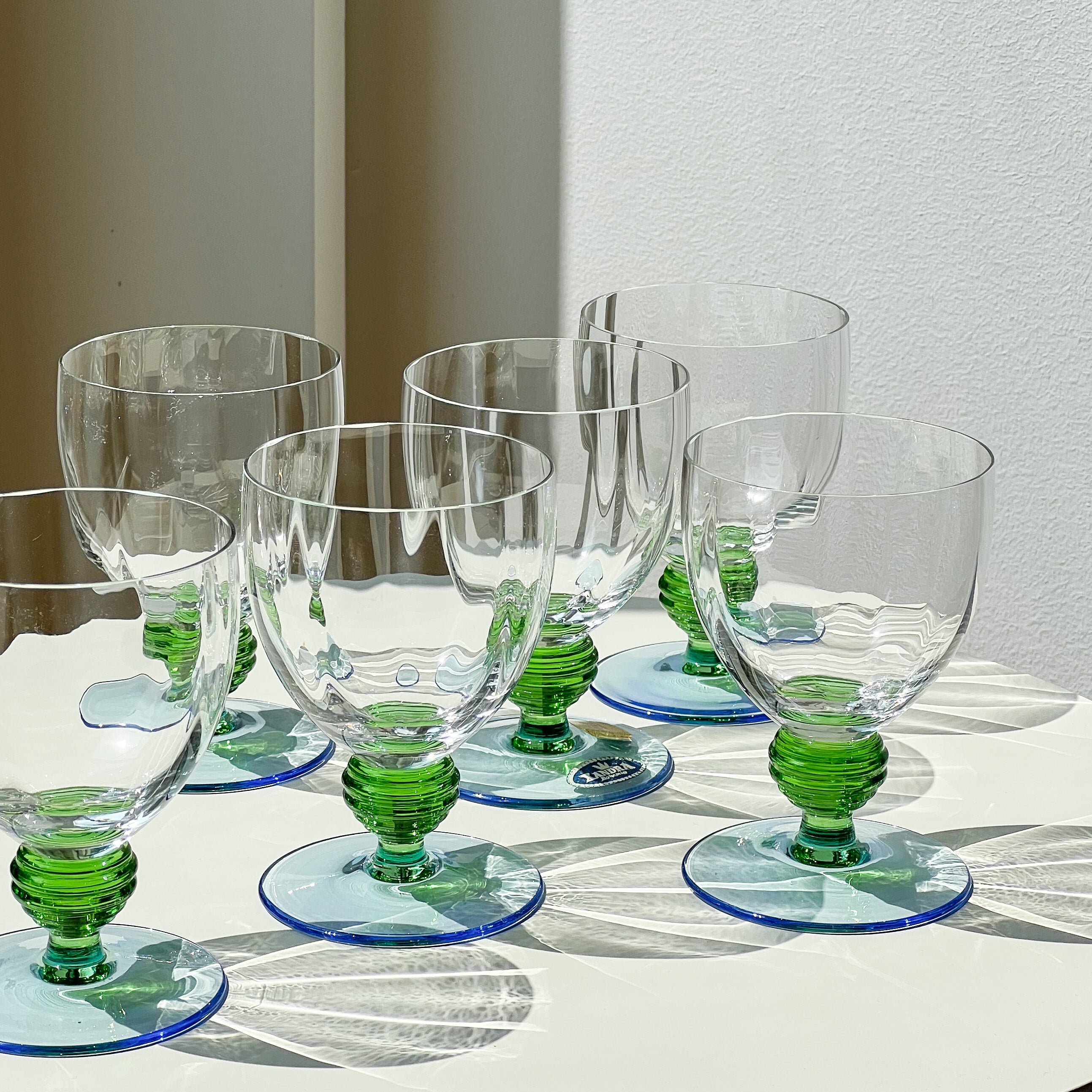 Blue and Green Wine Glasses