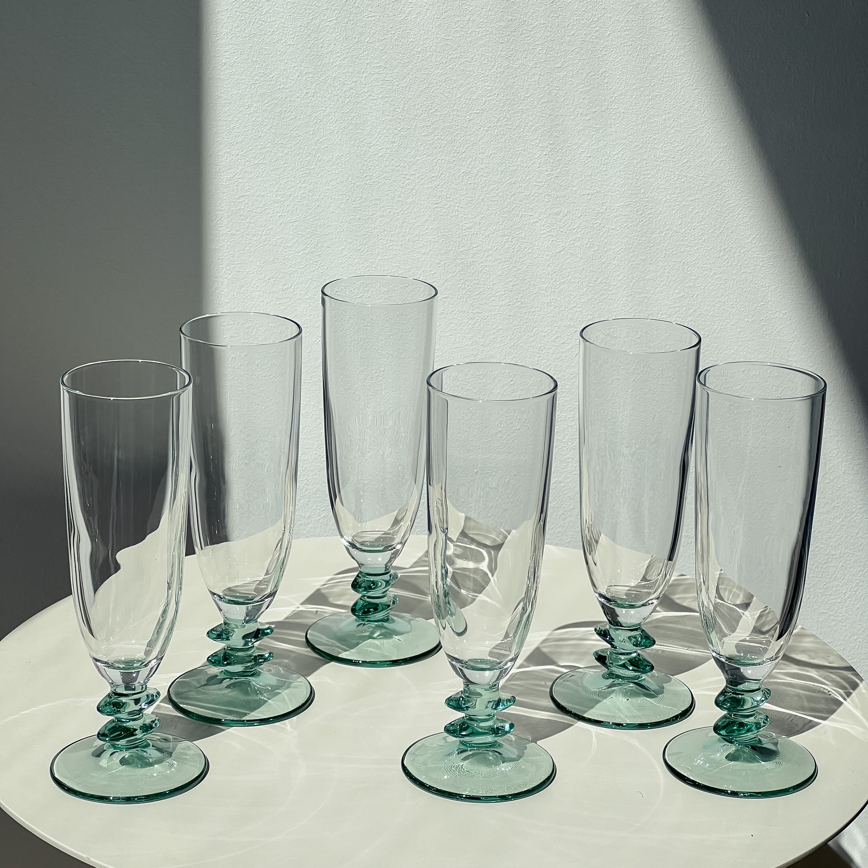Mint Stem Champagne Flutes
