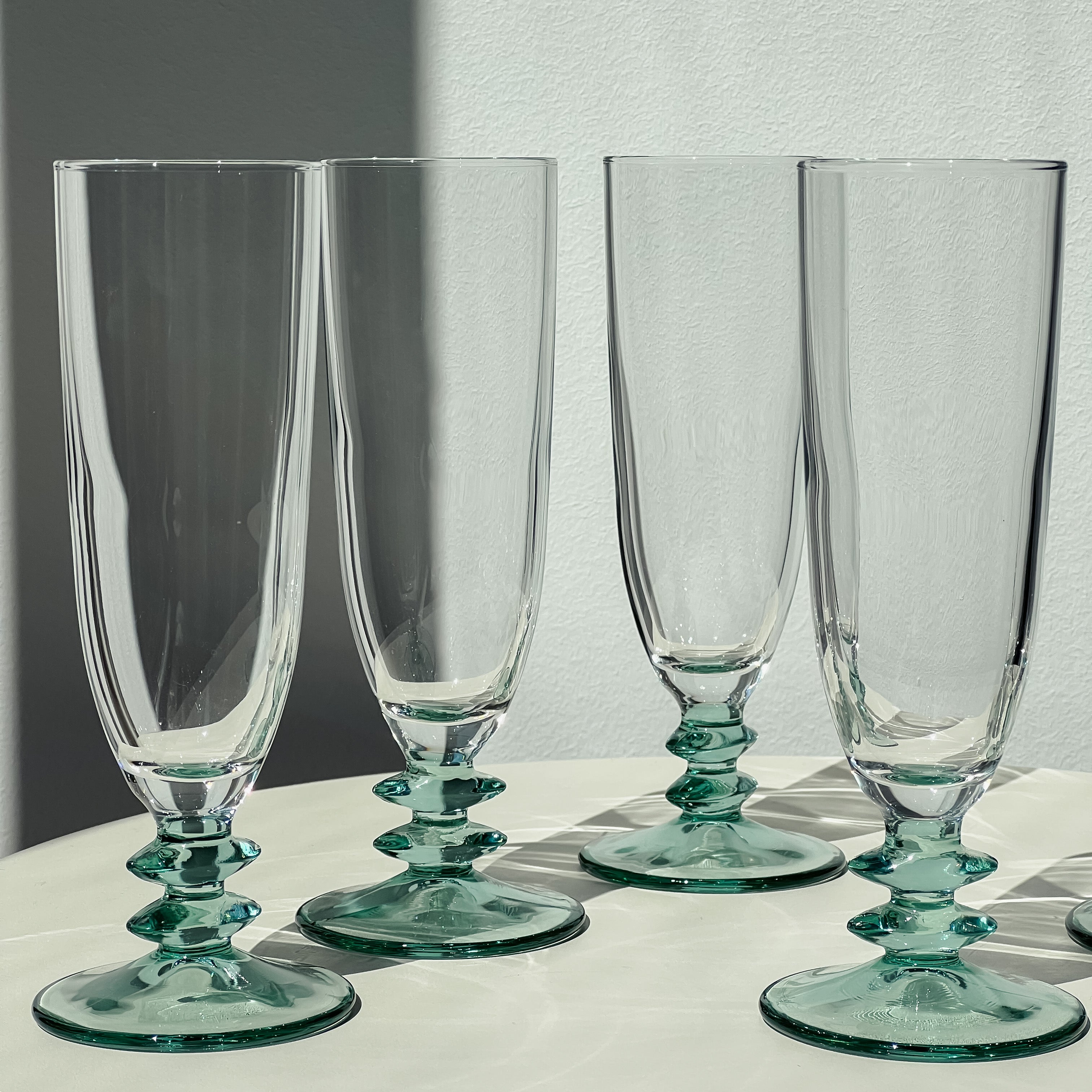 Mint Stem Champagne Flutes