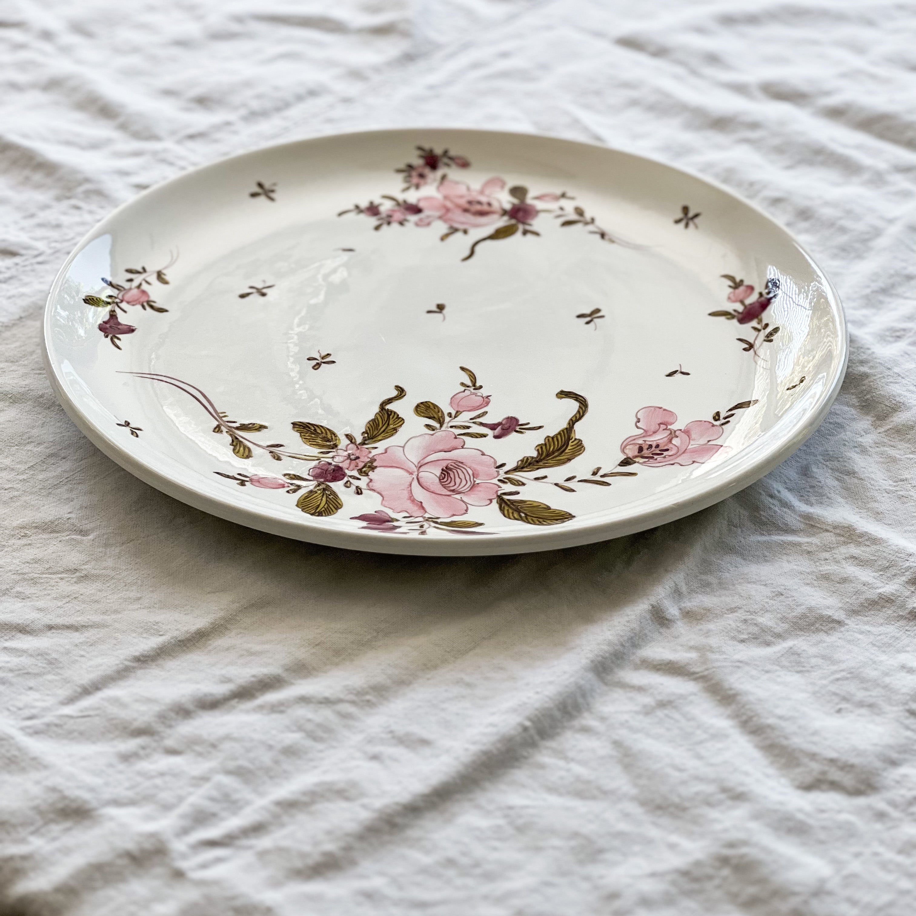 Pink Floral Serving Plate