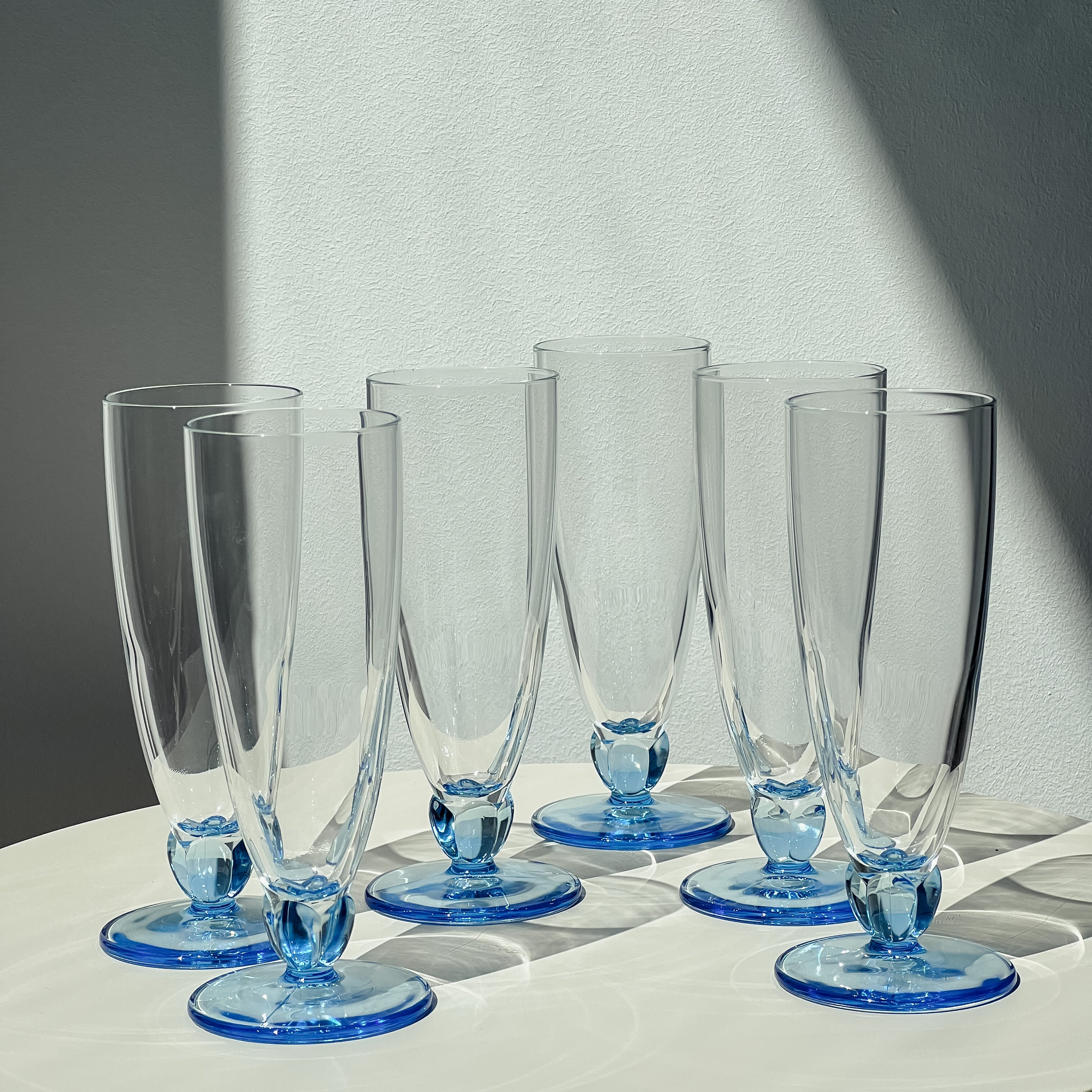 Blue Stem Champagne Flutes