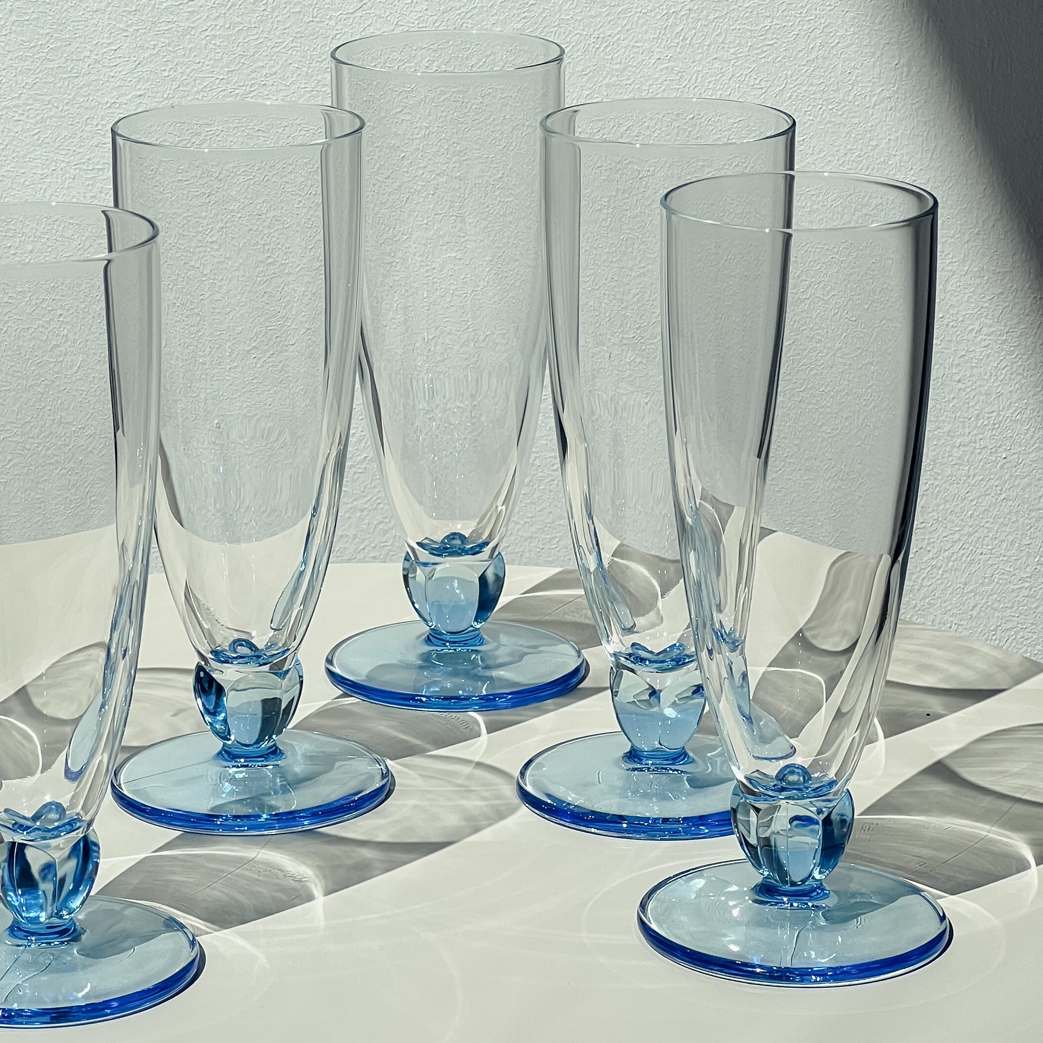 Blue Stem Champagne Flutes