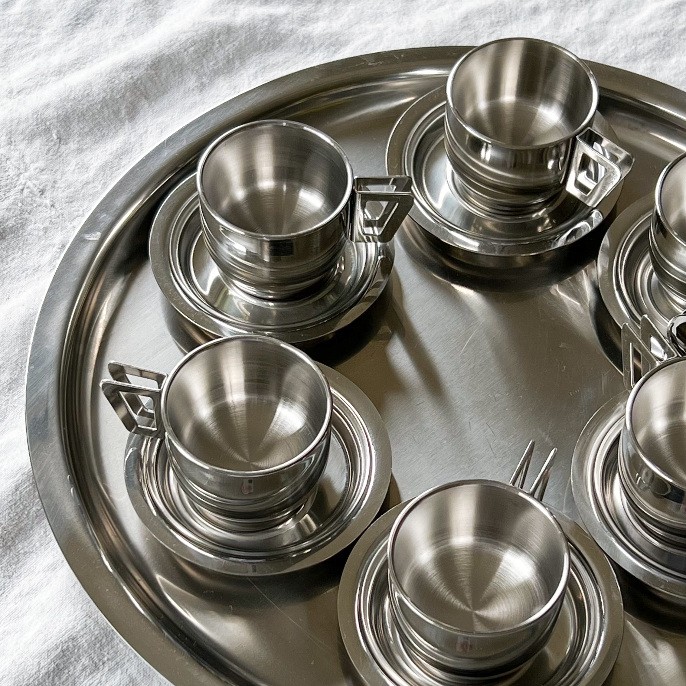 Stainless Steel Espresso Set with Tray