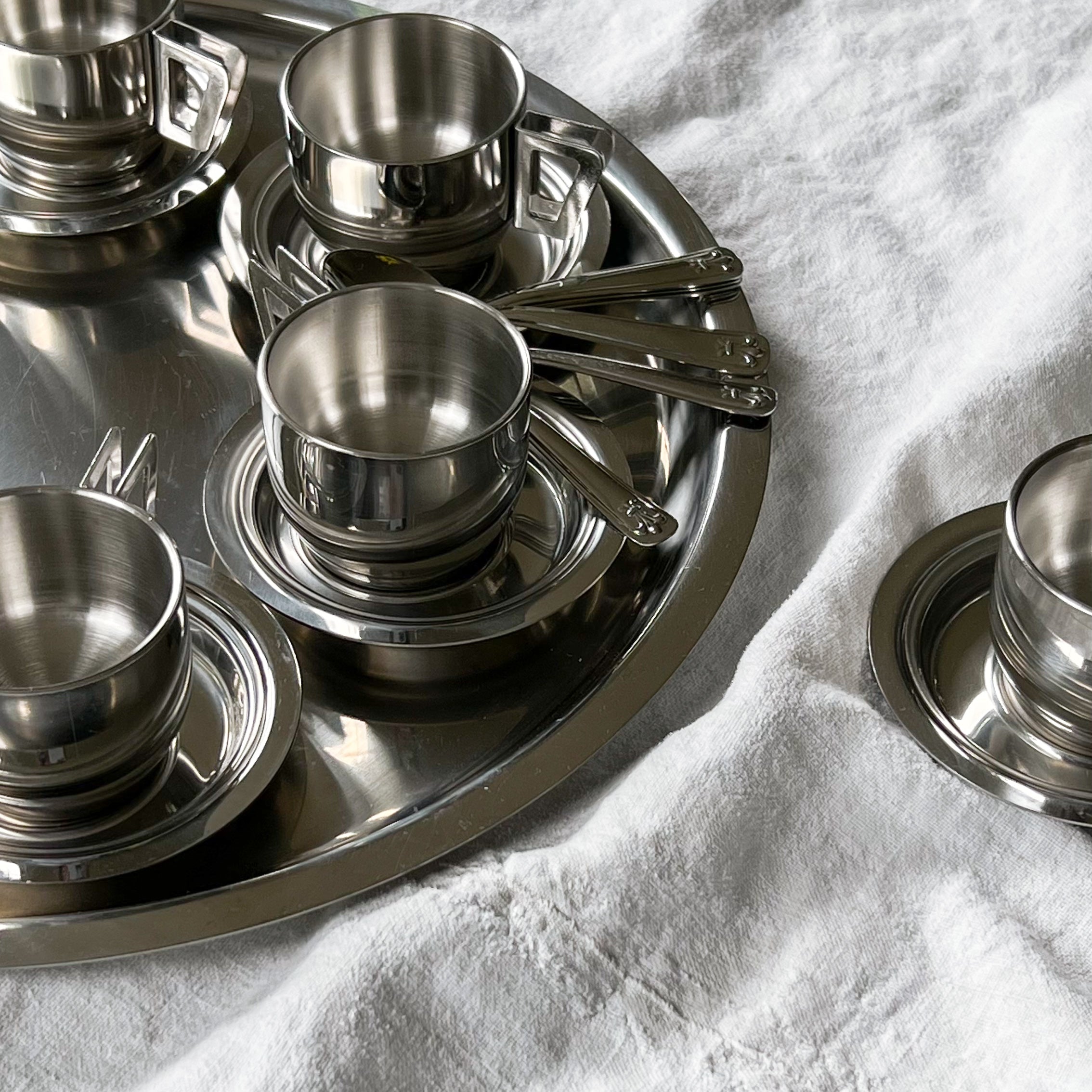 Stainless Steel Espresso Set with Tray
