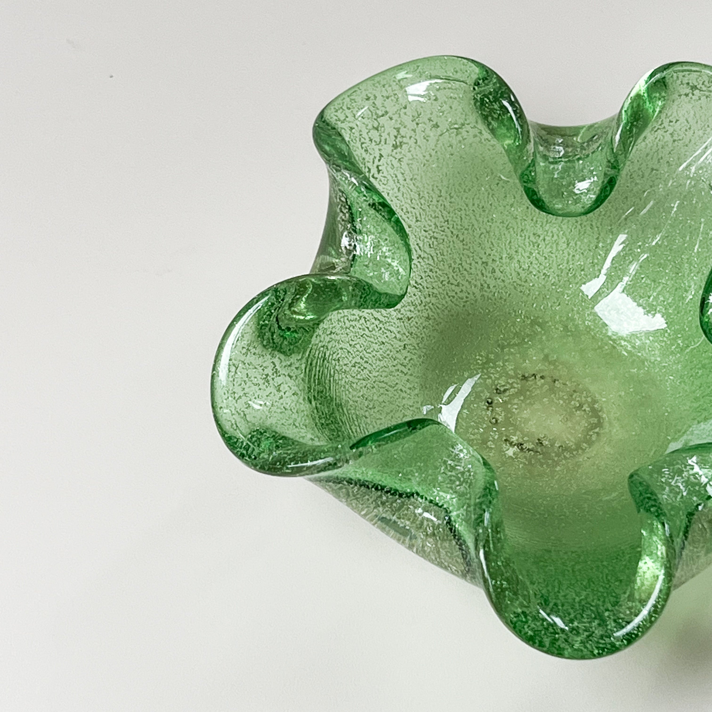 Green Floral Murano Dish