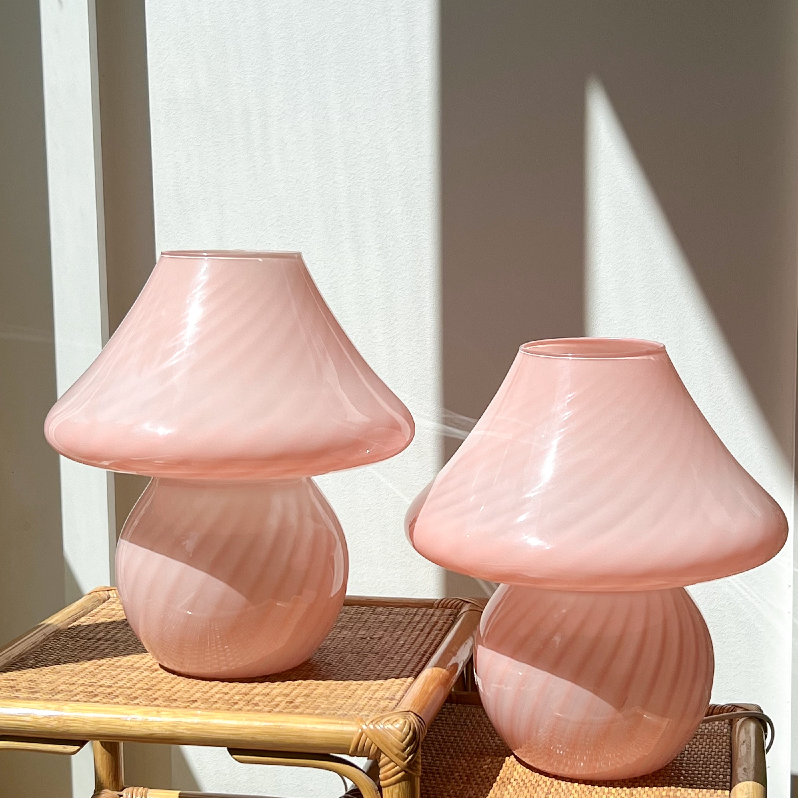 Pair of Pink Mushroom Lamps