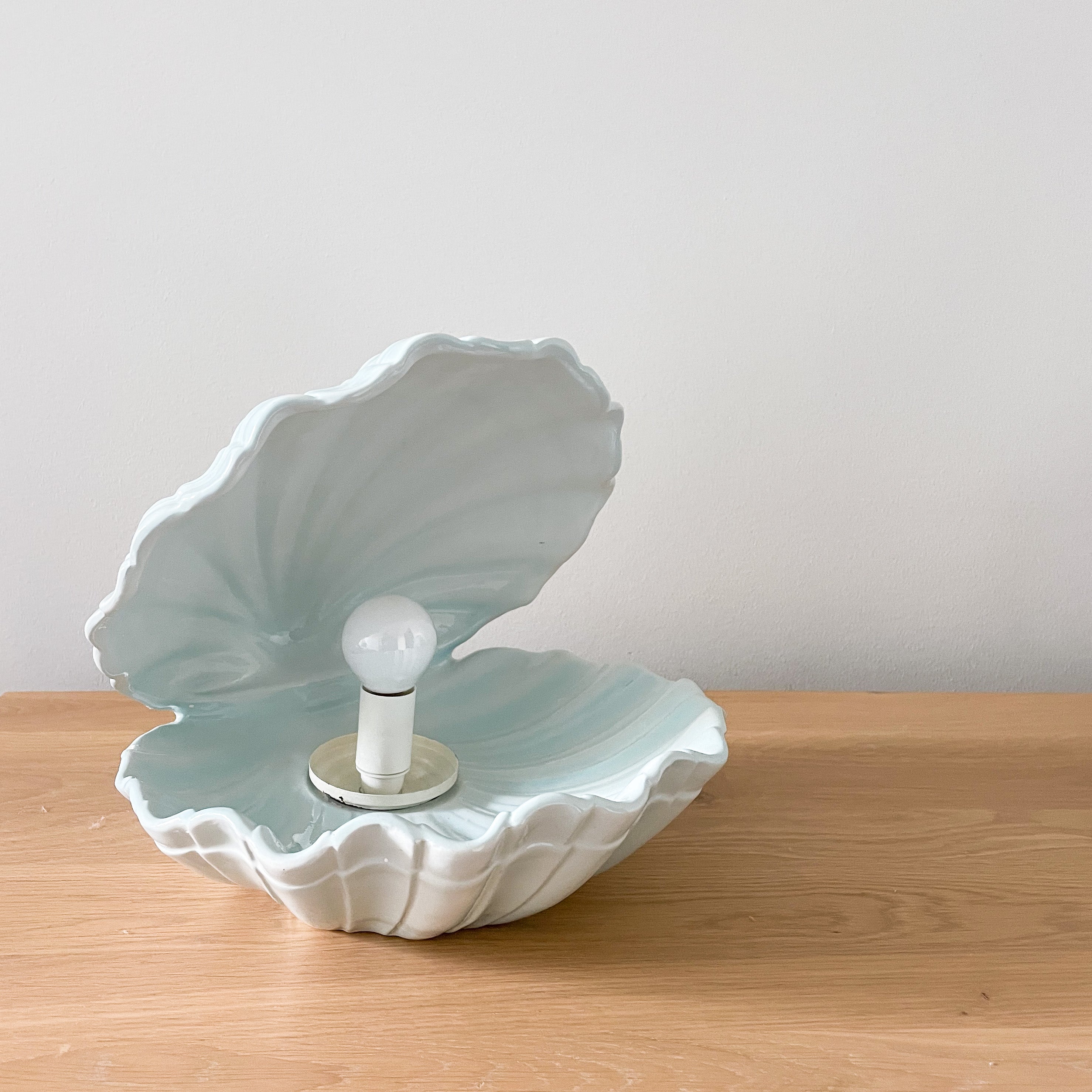 Pale Blue Clamshell Lamp
