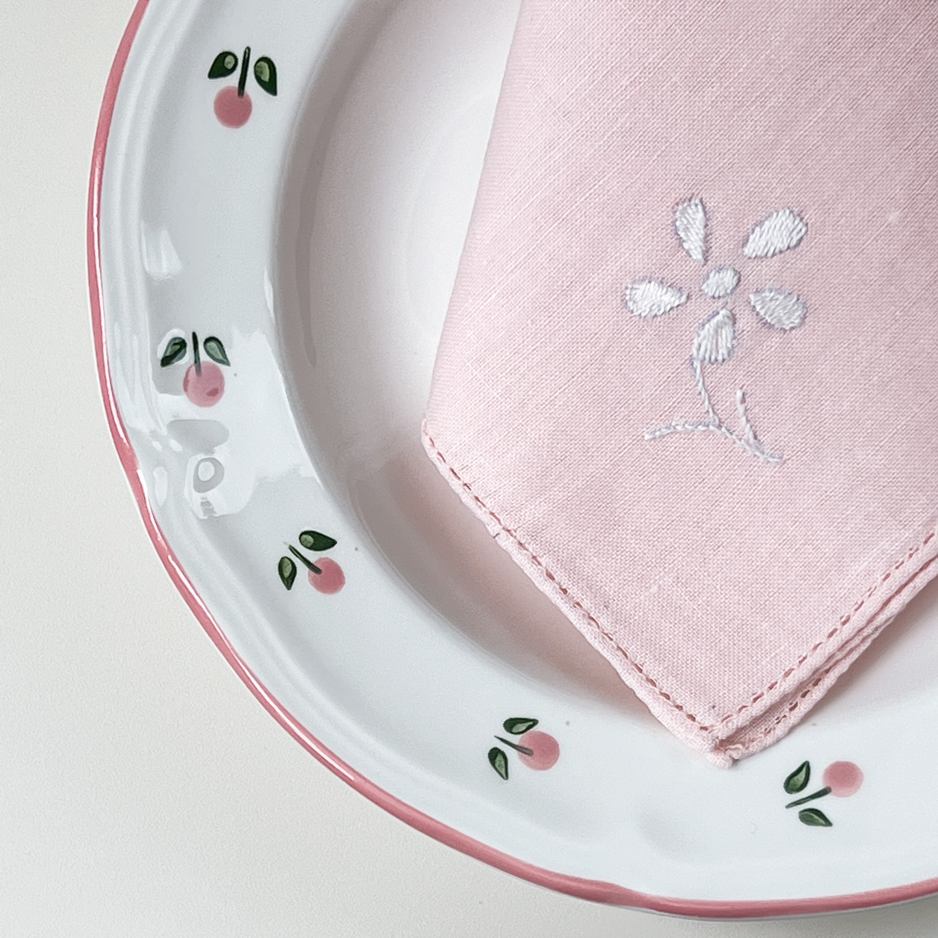 Blush Embroidered Table Linens