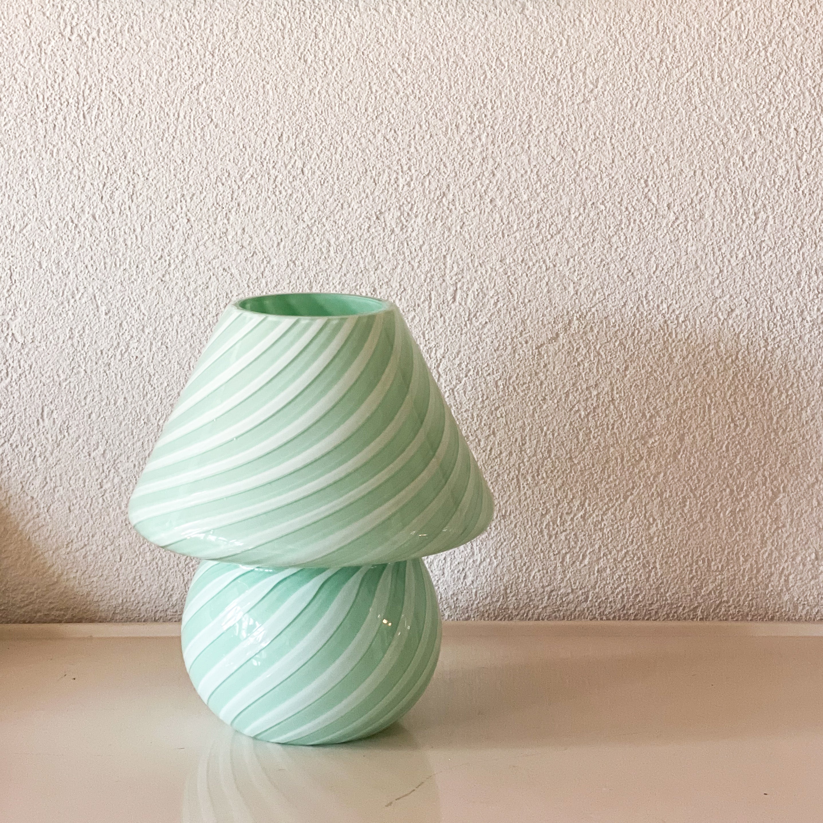 Green and White Swirly Mushroom Lamp