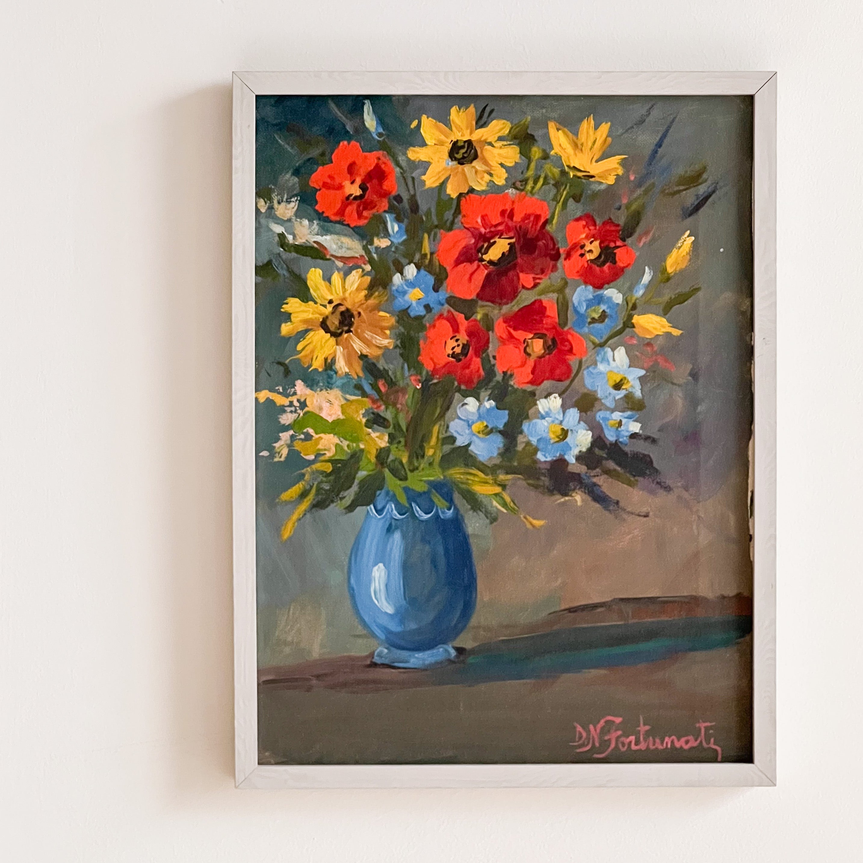 Blue and Red Floral