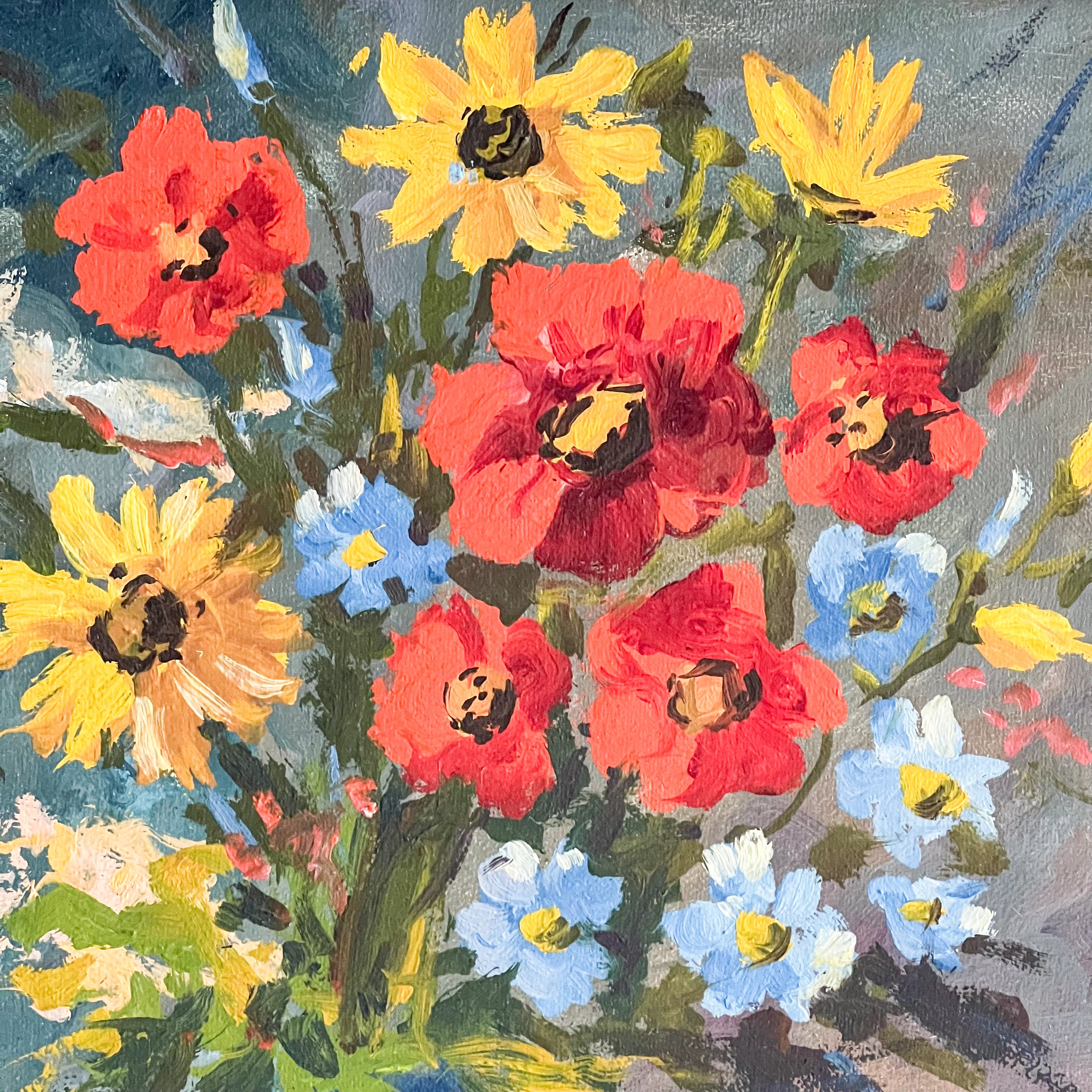 Blue and Red Floral
