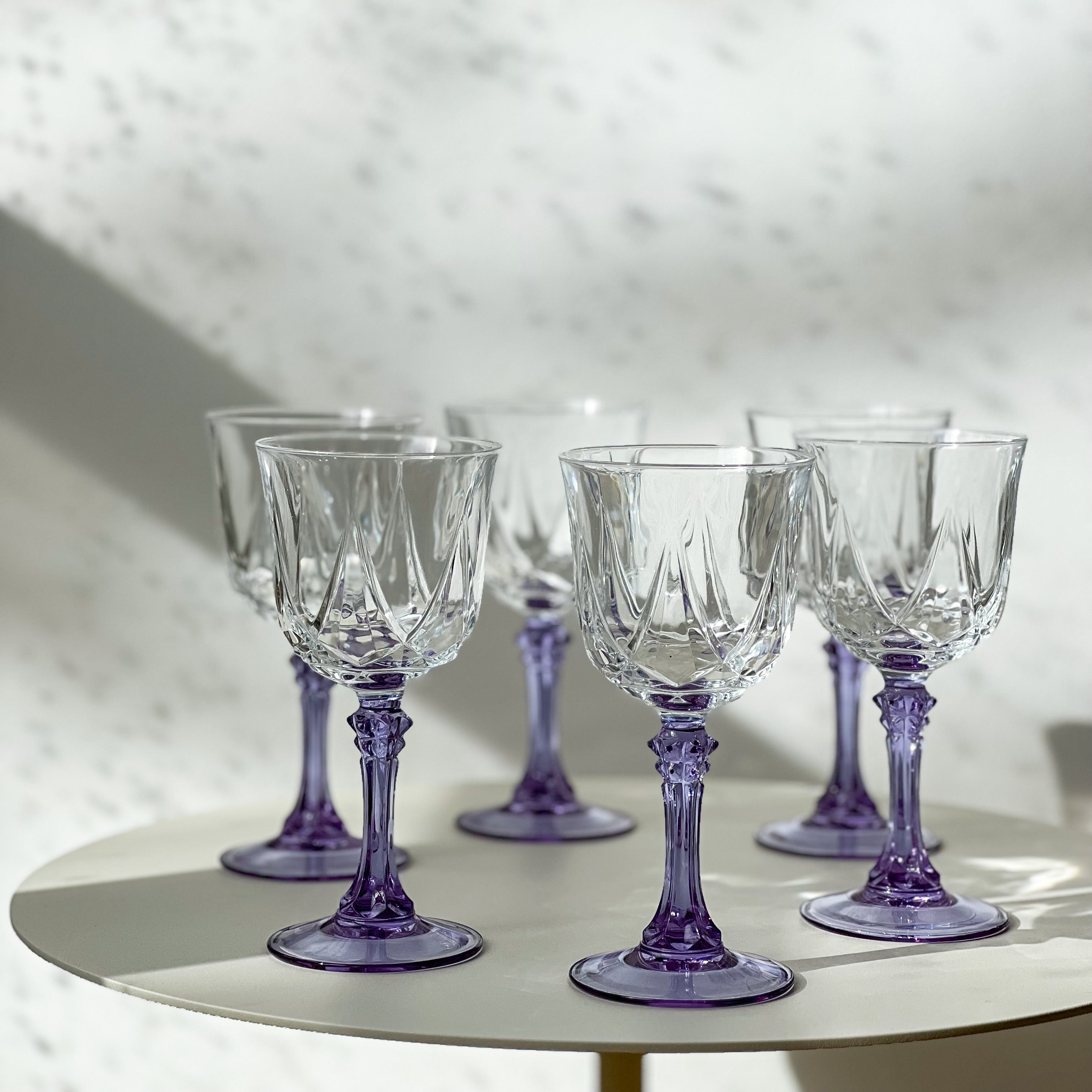 Lilac Stem Crystal Glasses