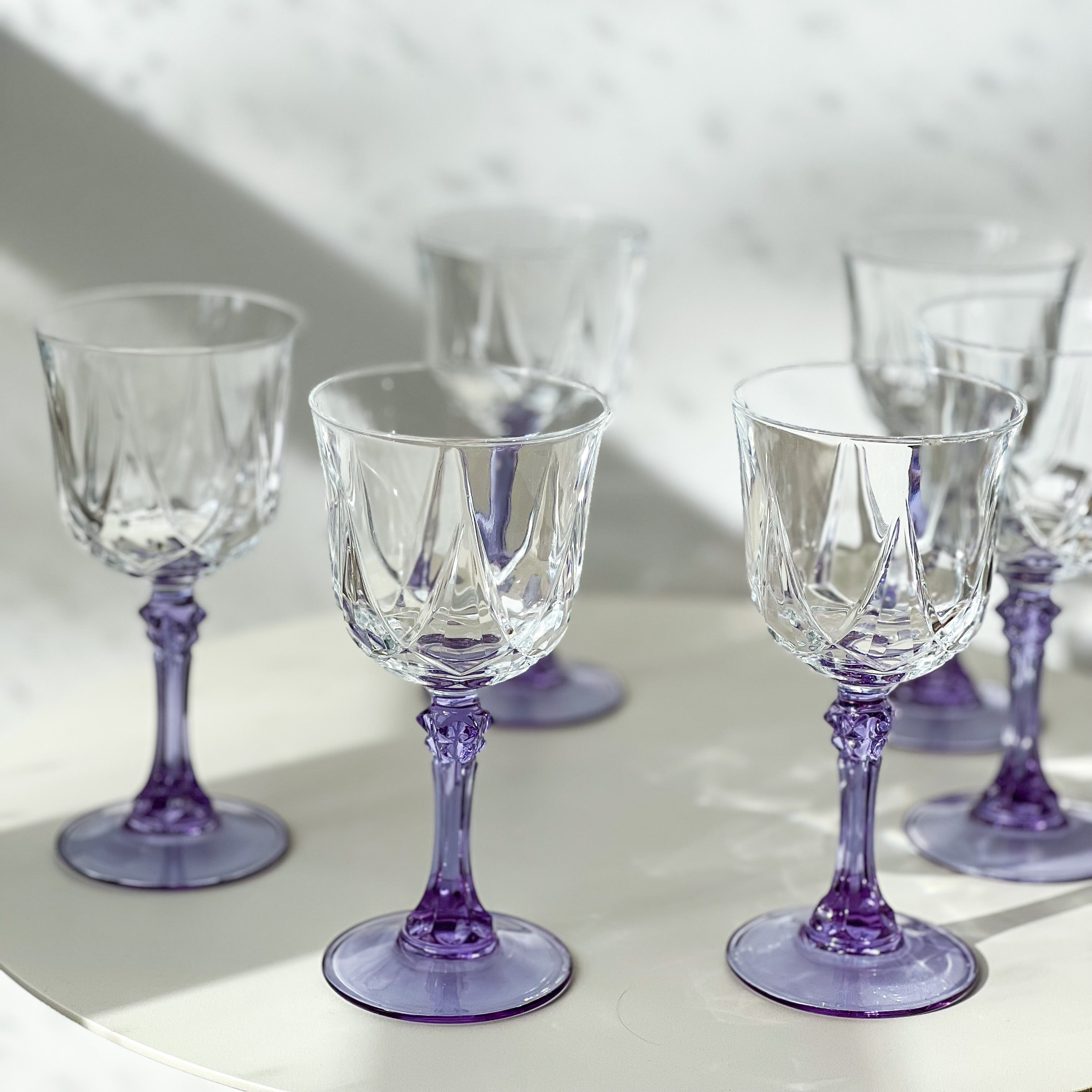 Lilac Stem Crystal Glasses