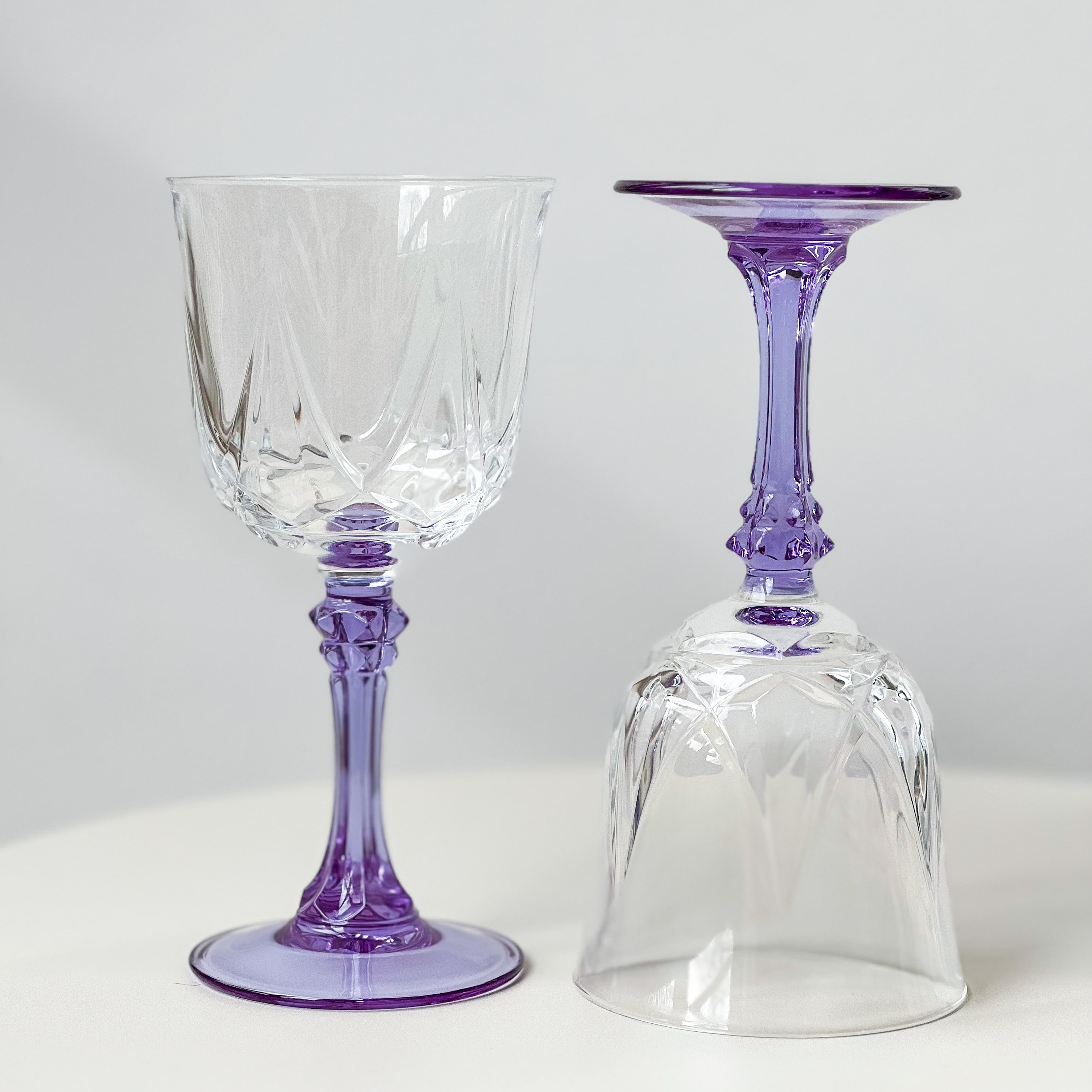 Lilac Stem Crystal Glasses