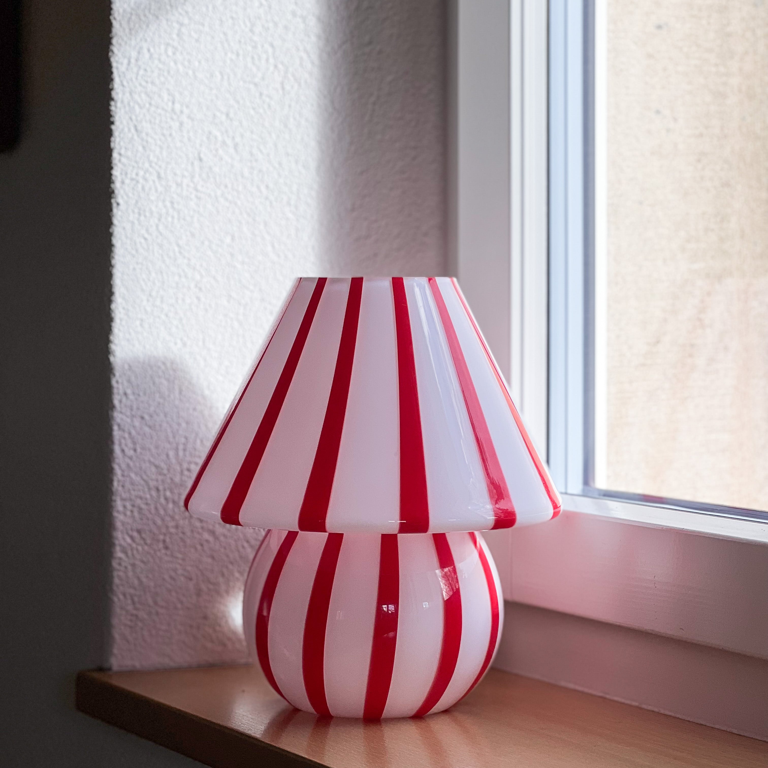 Red Striped Mushroom Lamp