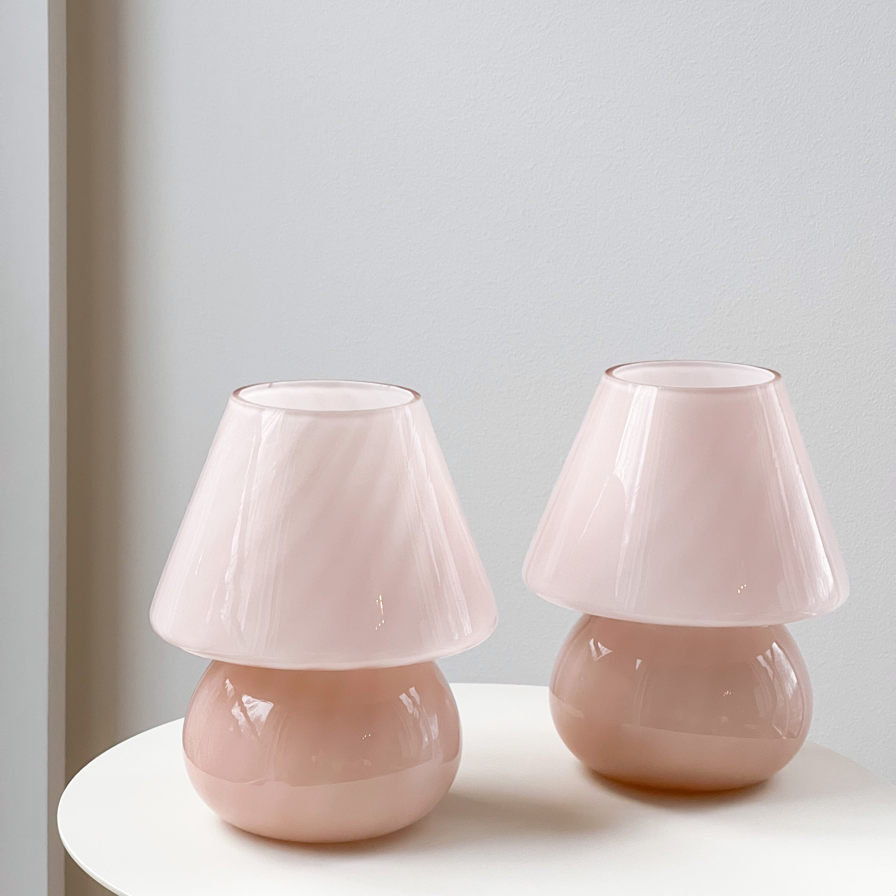 Blush Murano Mushroom Pair