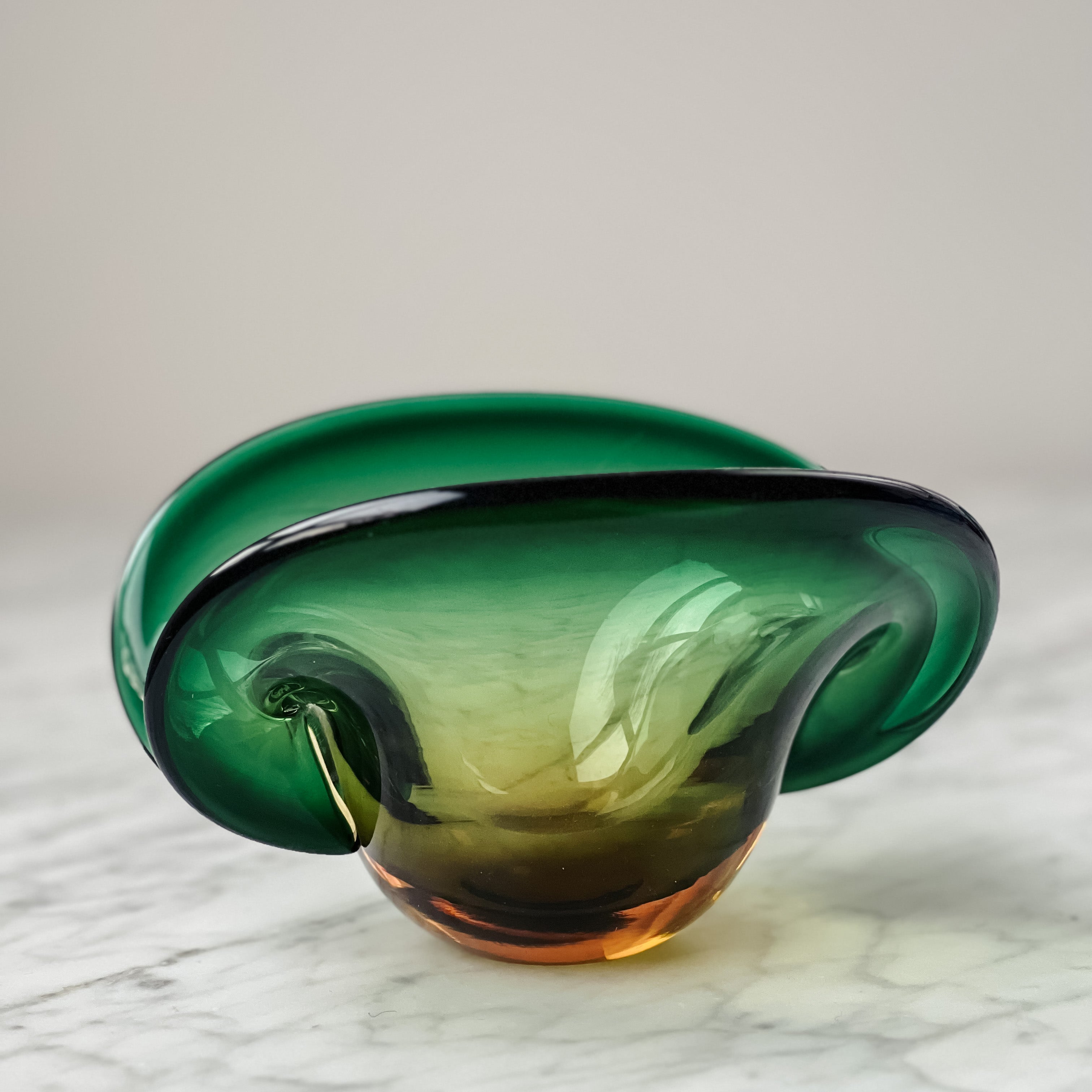 Green and Yellow Murano Shell