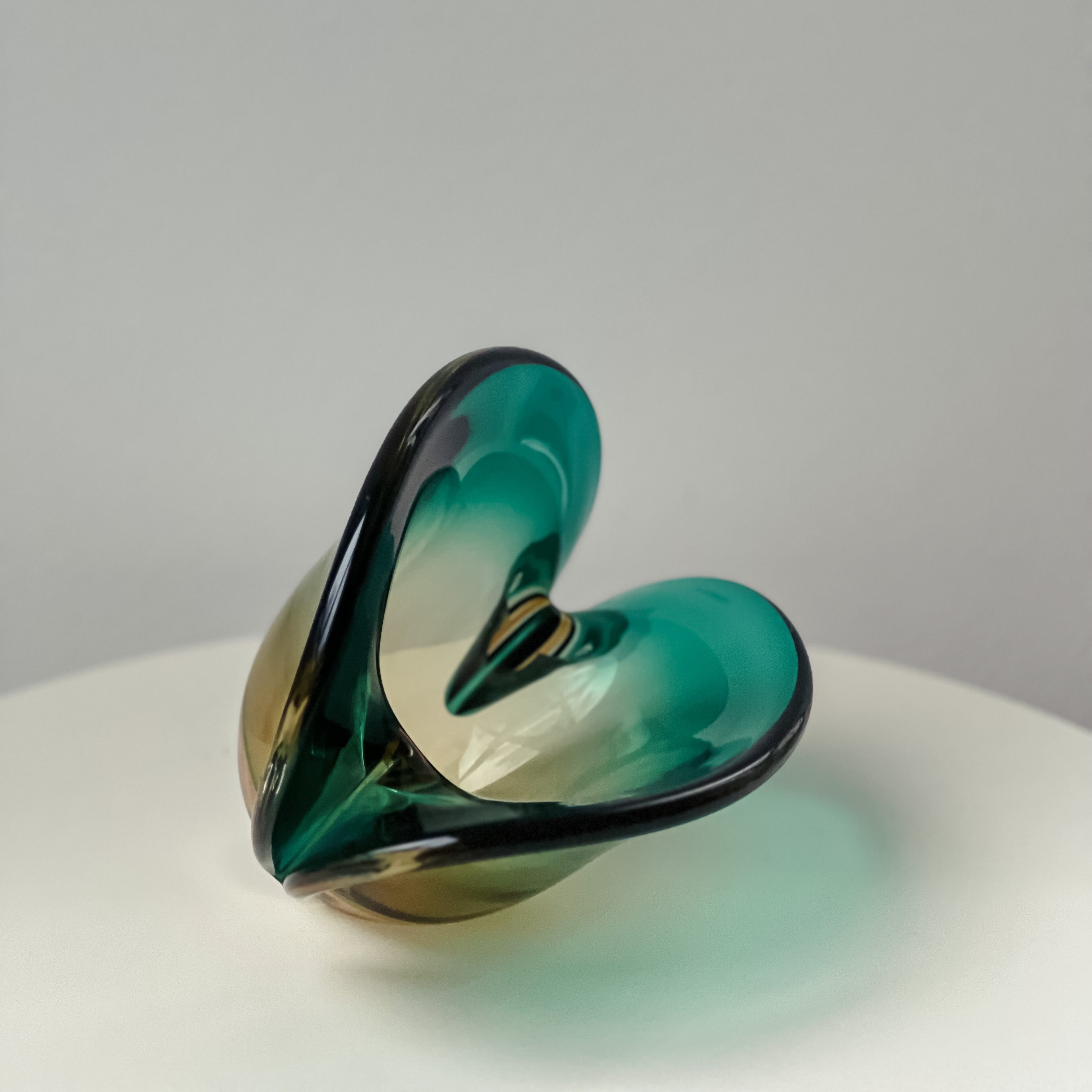 Teal and Yellow Murano Shell