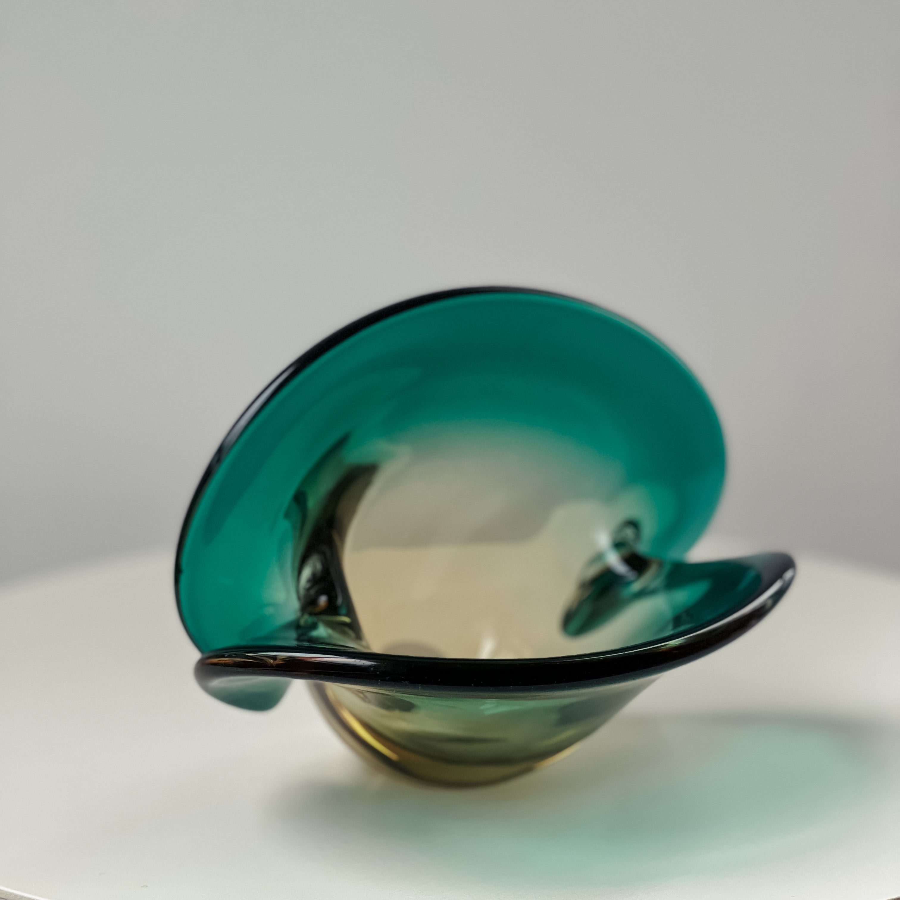 Teal and Yellow Murano Shell