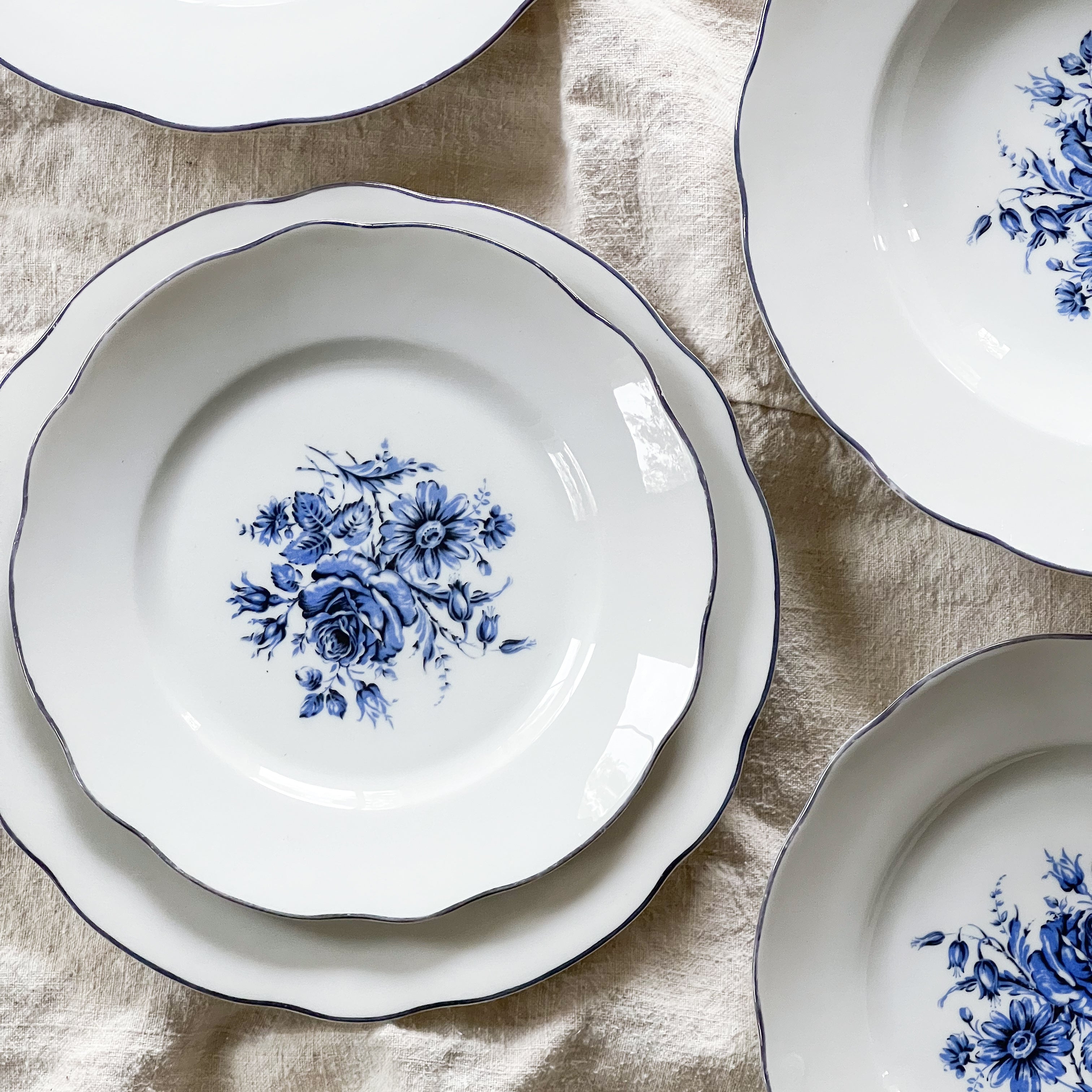 Blue Floral Plate Set