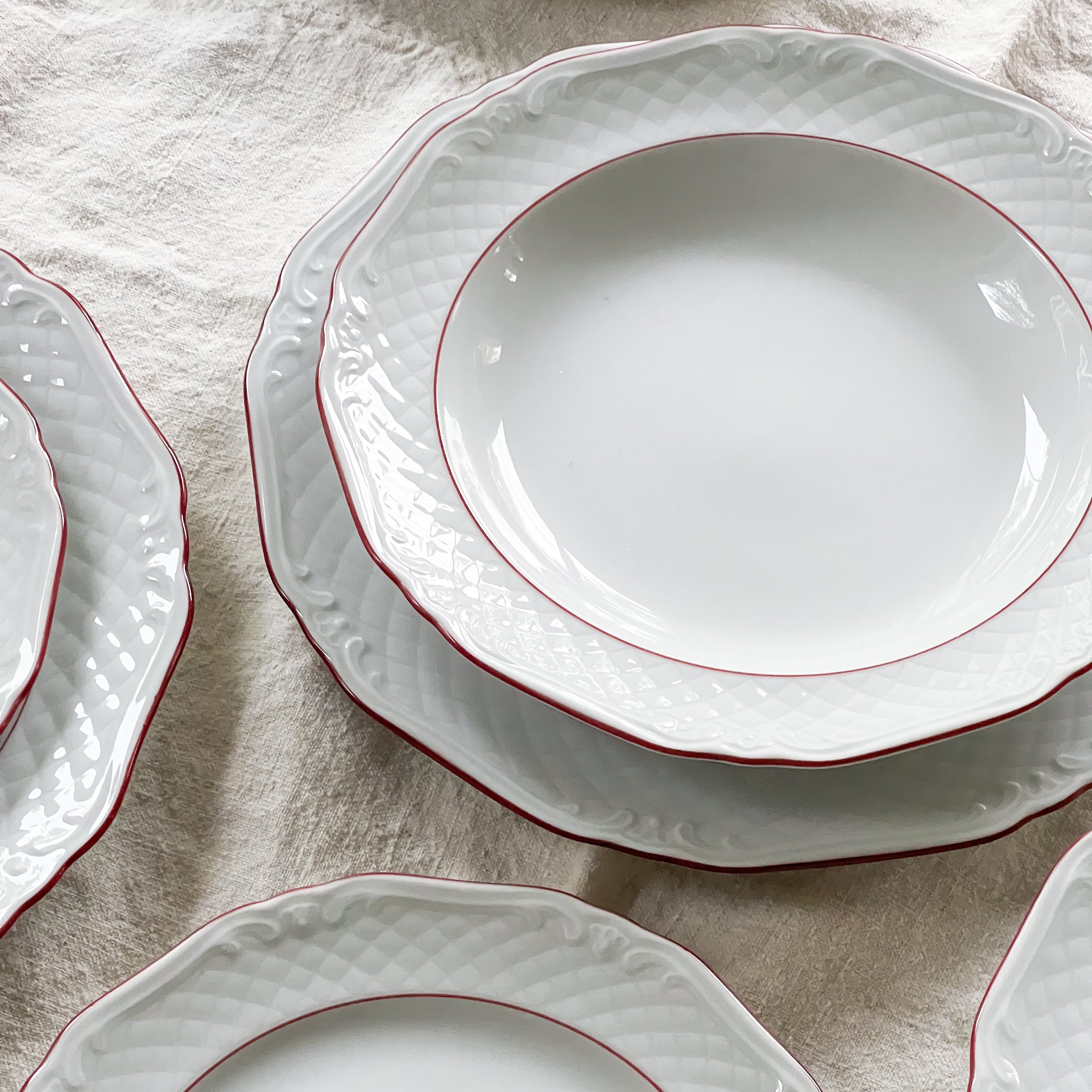 Vintage Red and White Plates