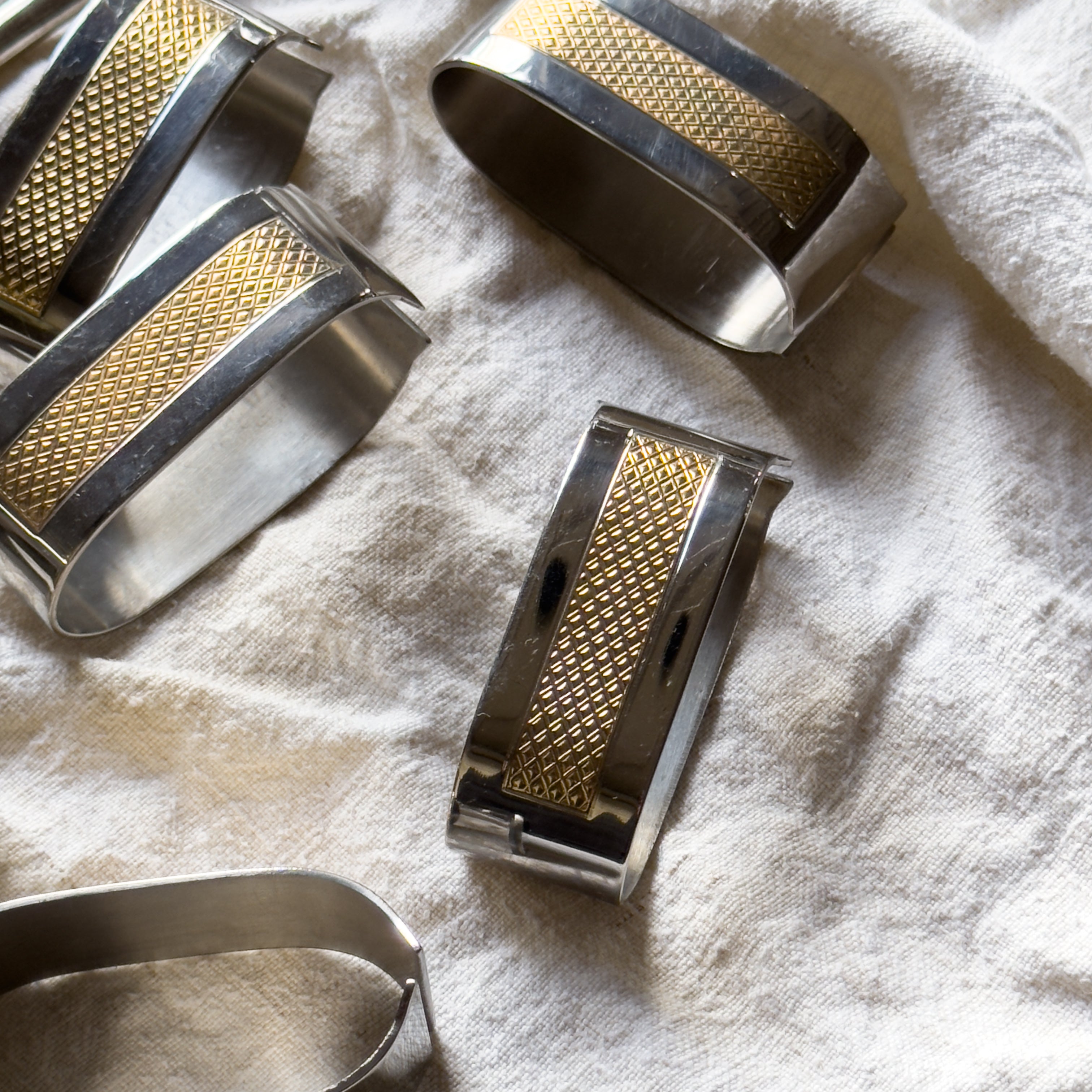 Gold and Steel Napkin Rings