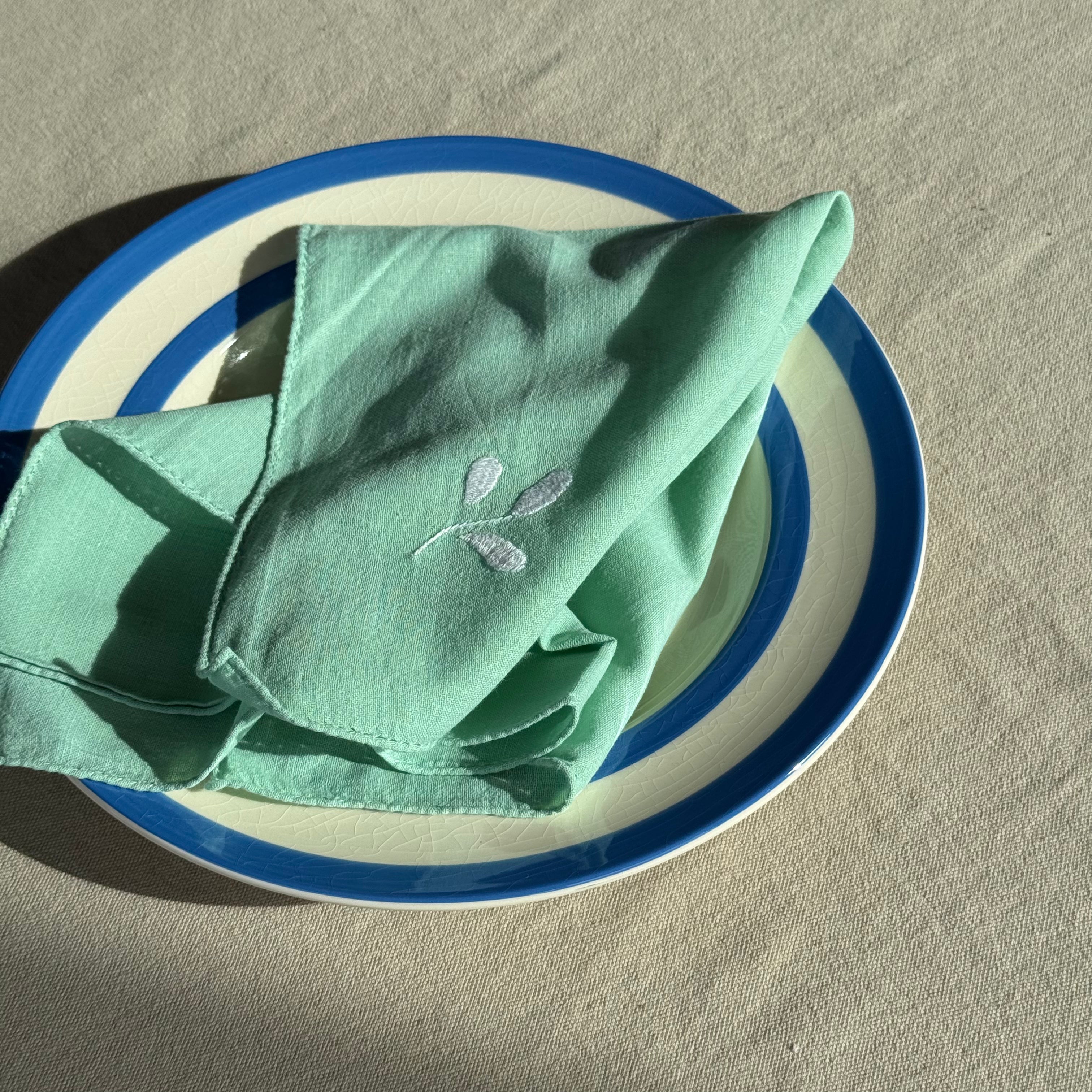 Green Floral Napkins