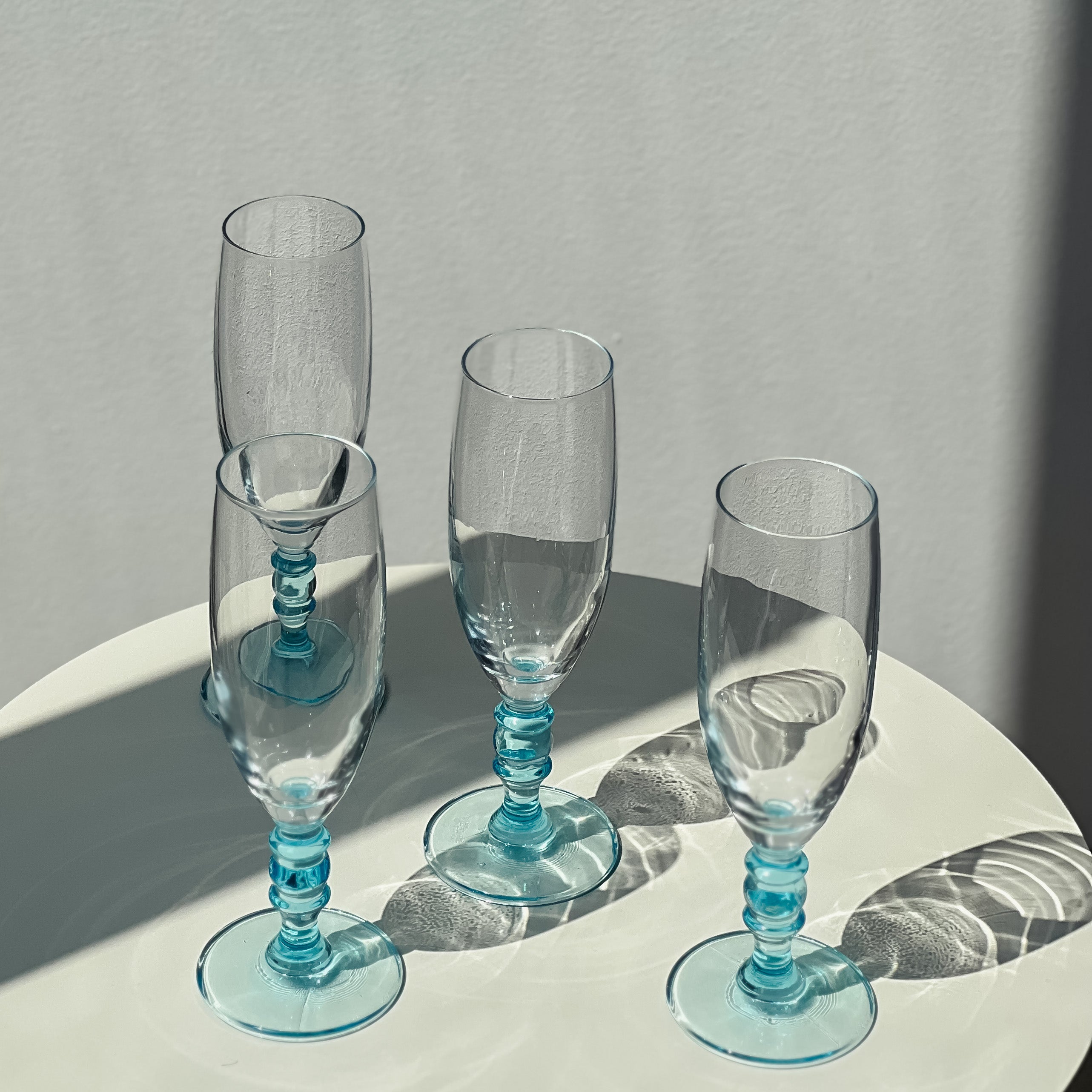 Aqua Stem Champagne Glasses