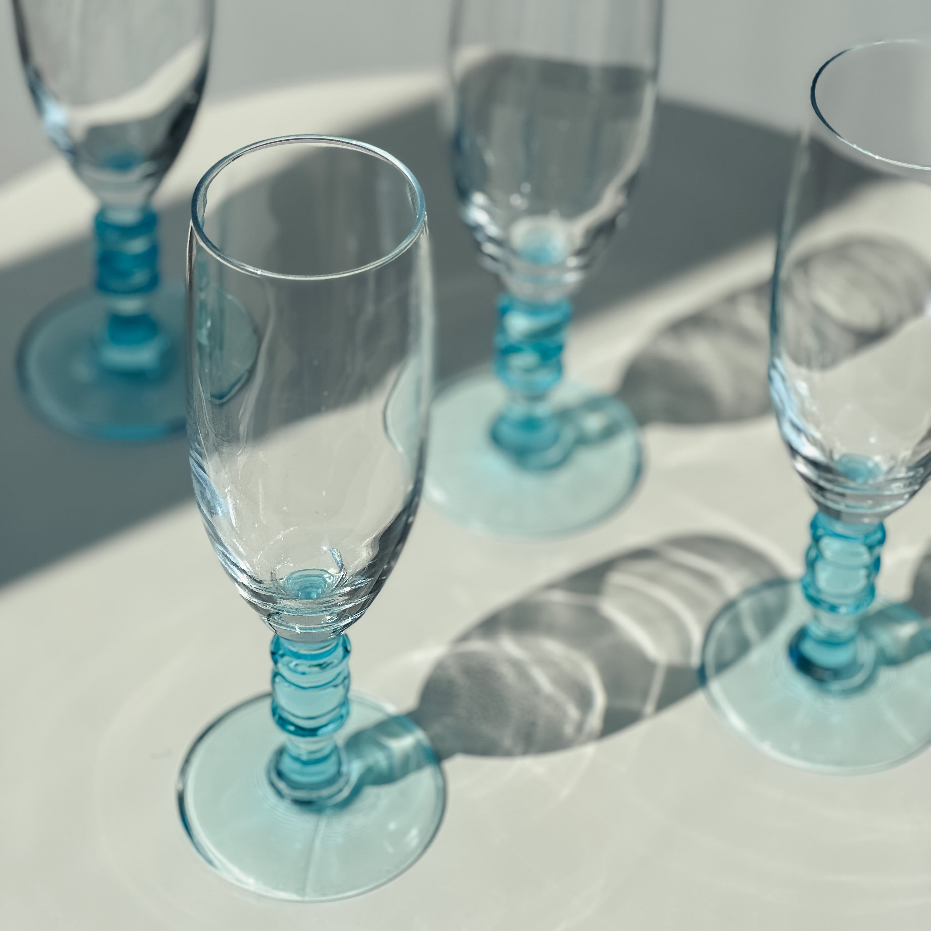 Aqua Stem Champagne Glasses