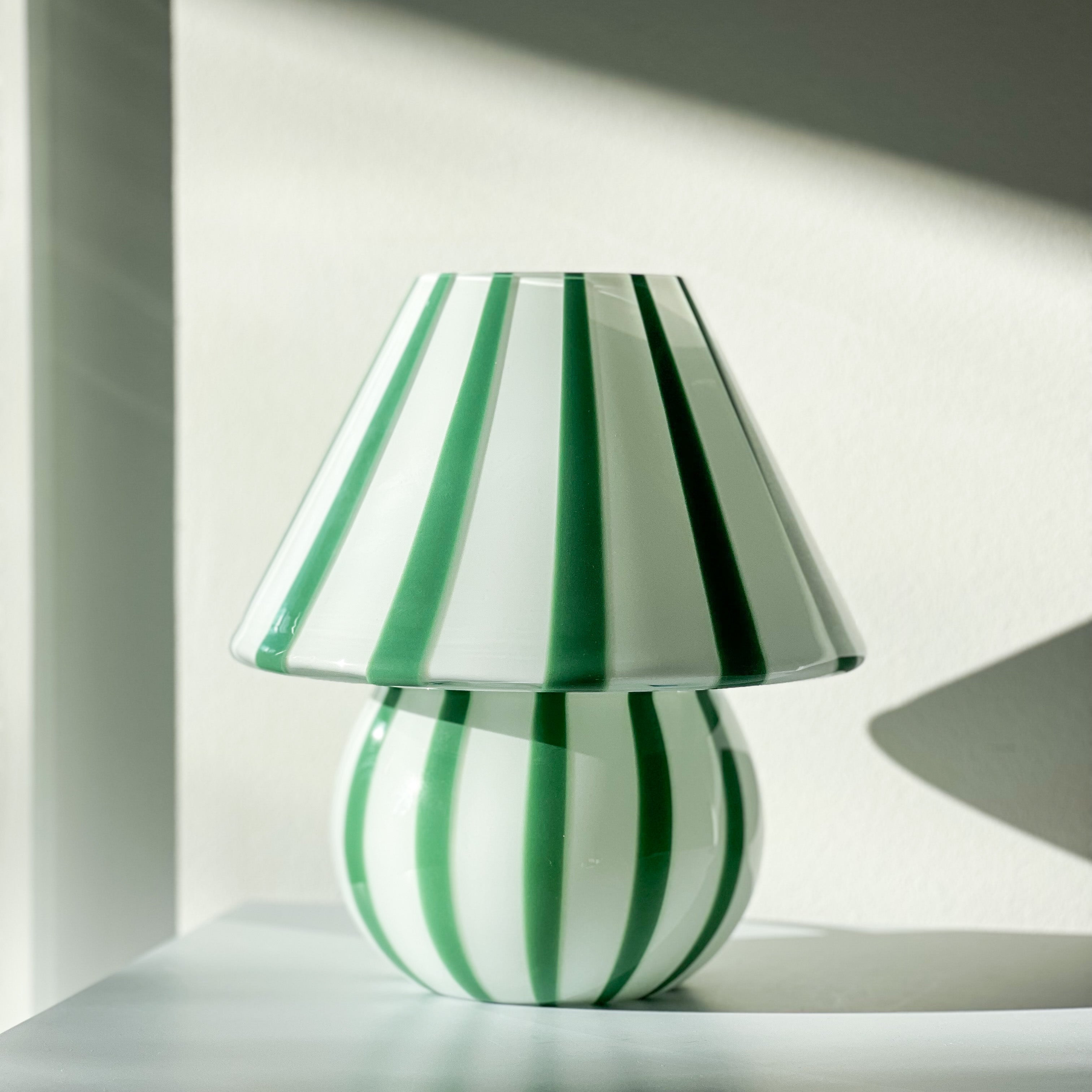 Green Striped Mushroom Lamp